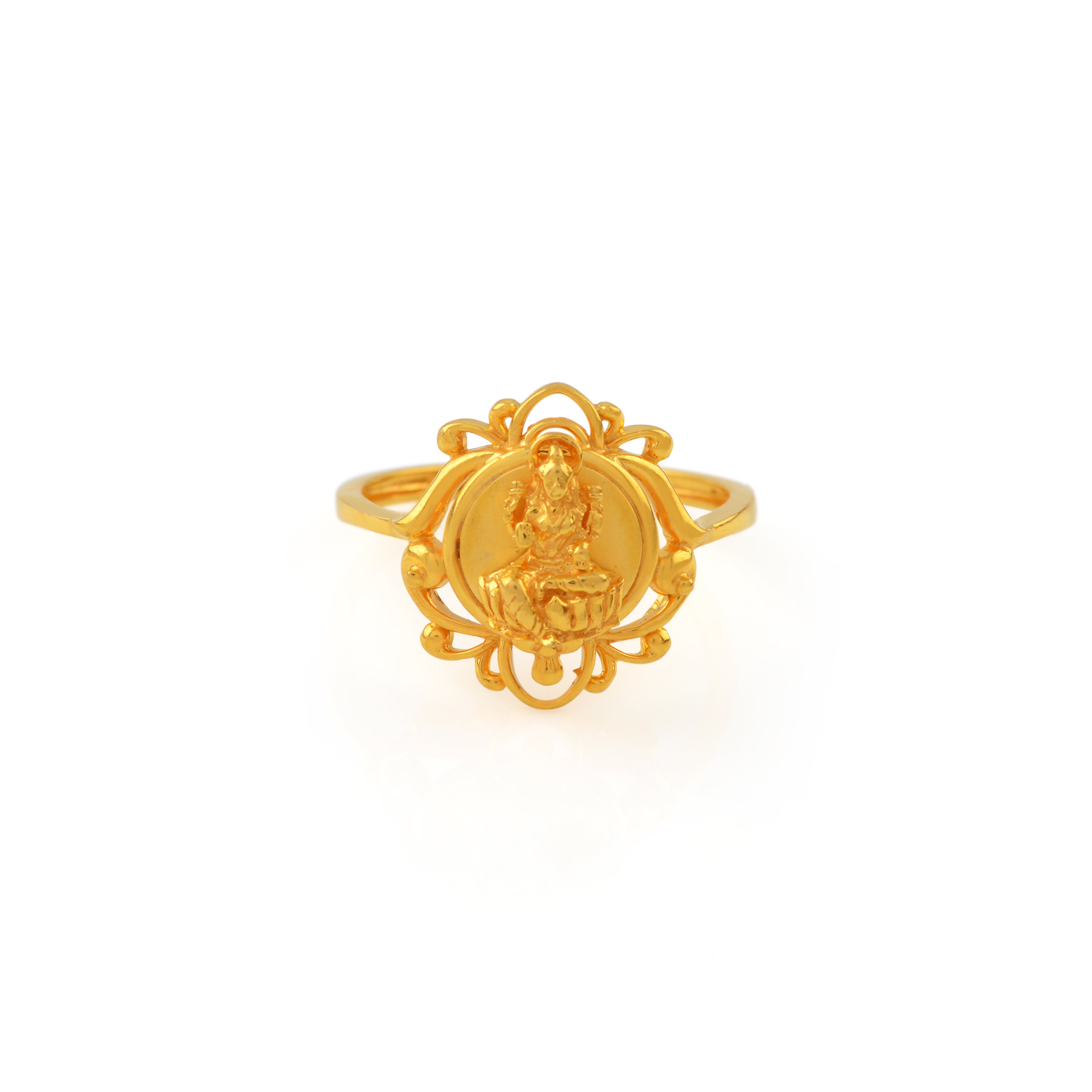 Gold Finger Ring With Laxmi Design - Krishna Jewellers Pearls and Gems