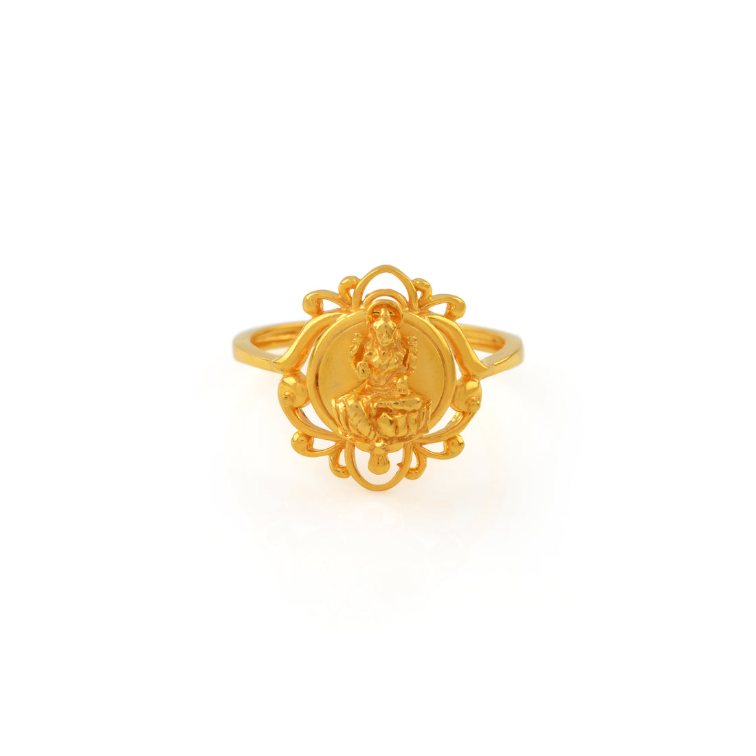 Gold Finger Ring With Laxmi Design - Krishna Jewellers Pearls and Gems