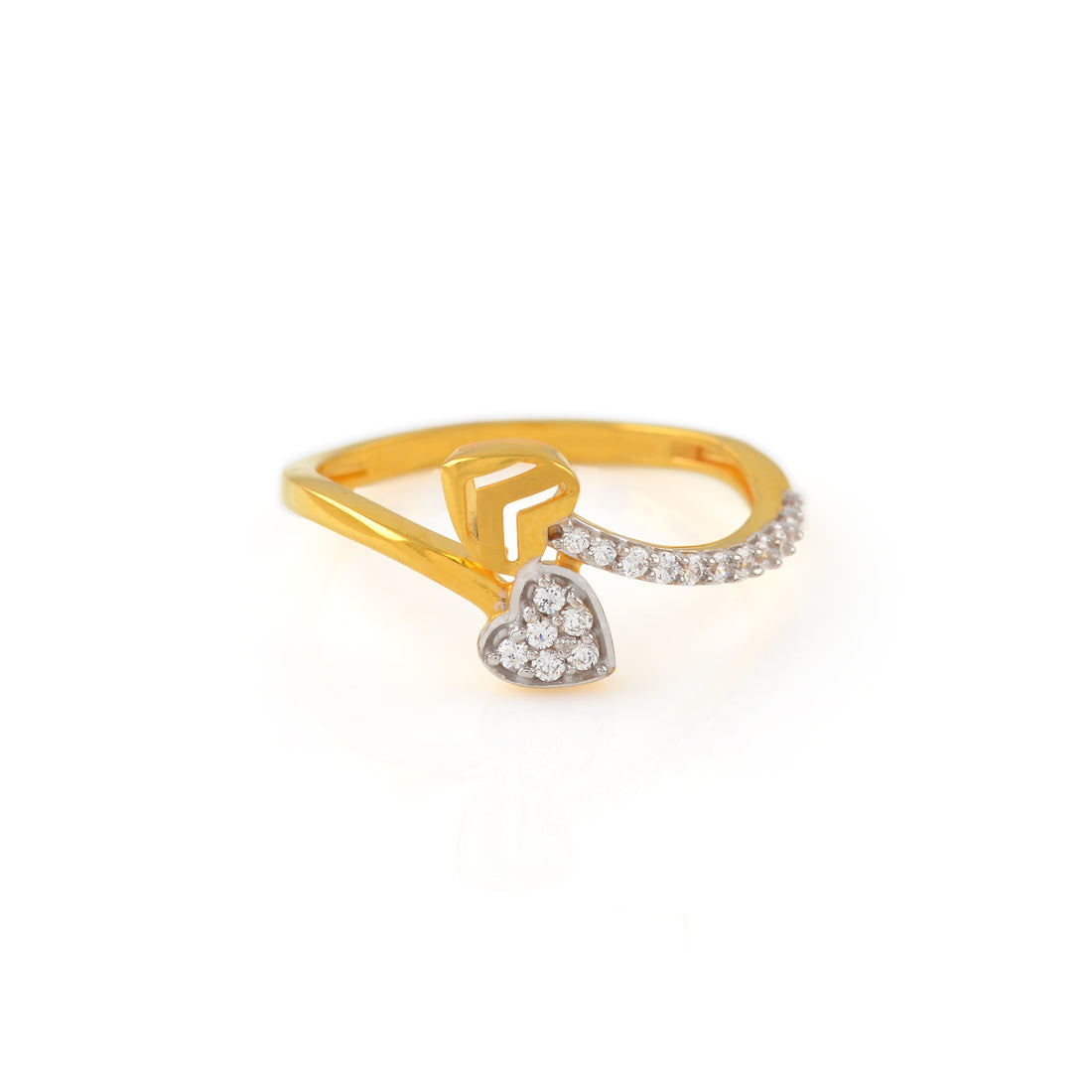Beautiful Gold Finger Ring in Heart Motif - Krishna Jewellers Pearls and Gems