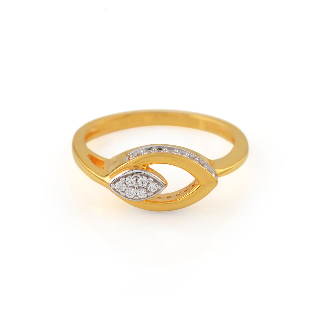 Ritzy Gold Finger Ring in Drop Motif - Krishna Jewellers Pearls and Gems