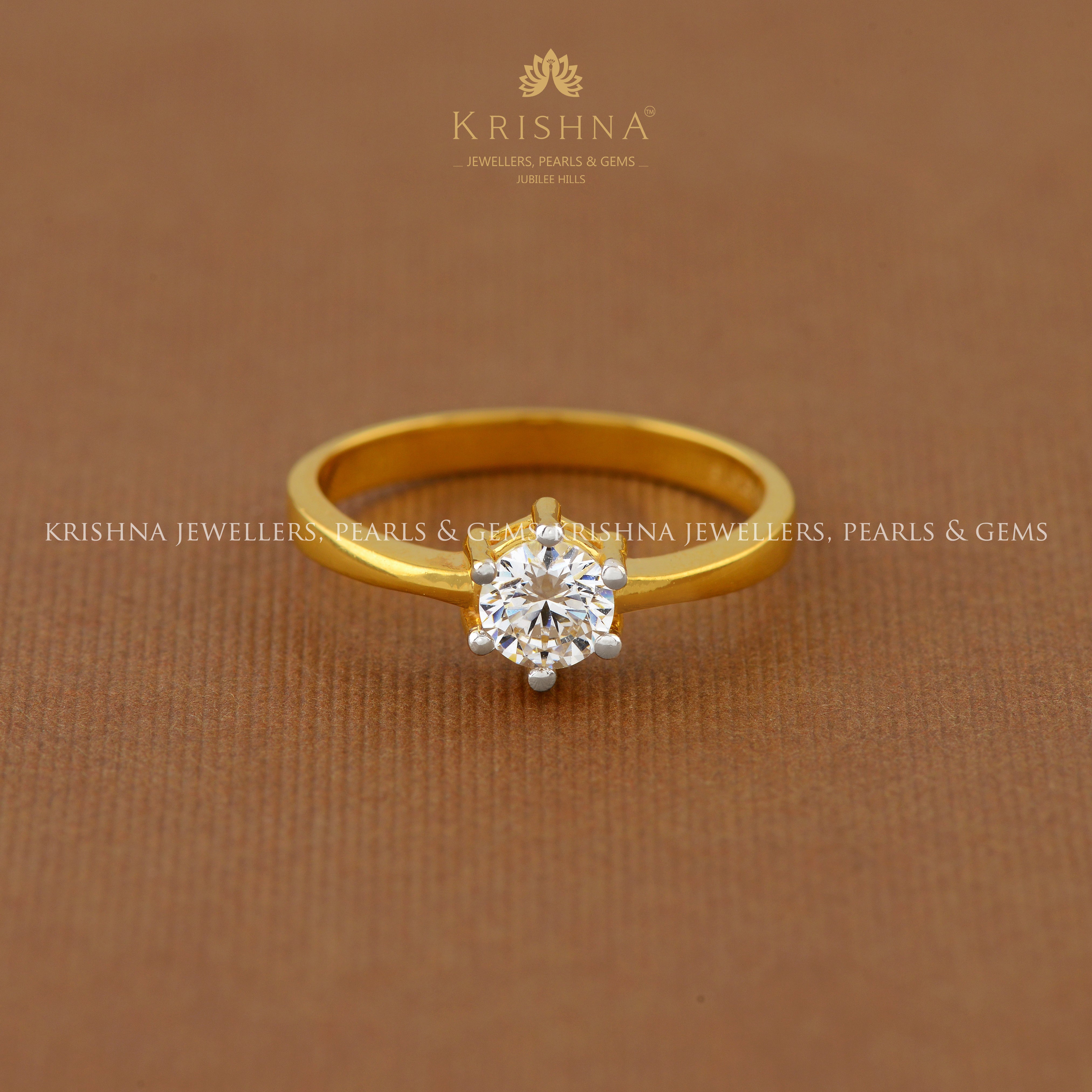 22K Gold Engagement Ring For Women - Krishna Jewellers Pearls and Gems