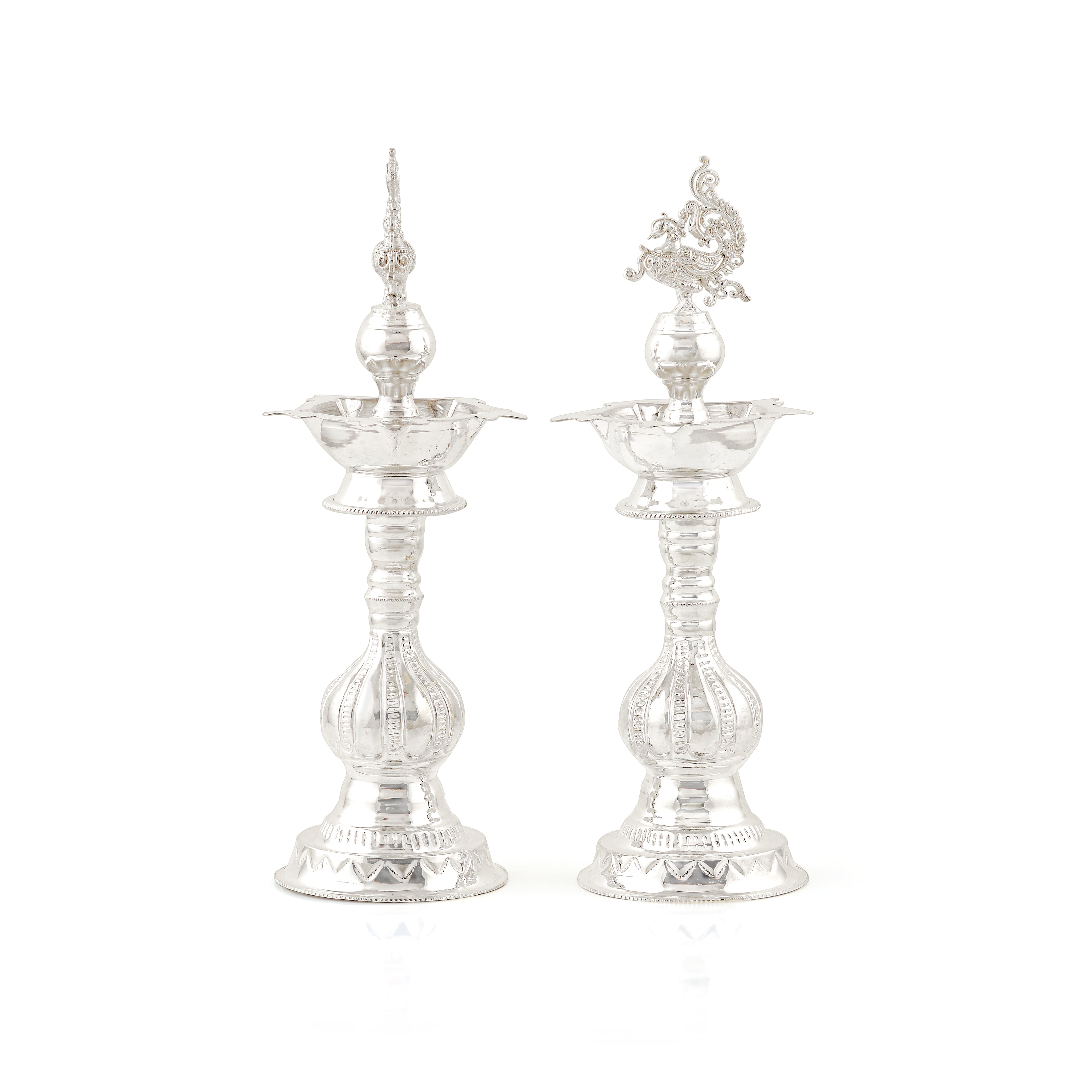 Elegant Peacock Design Silver Deepam Stand 92.5 Pure Silver