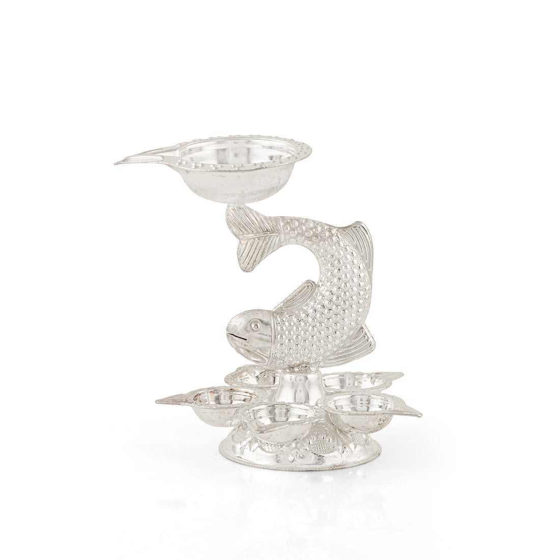 92.5 Pure Silver Fish Motif Deepam - Single Piece