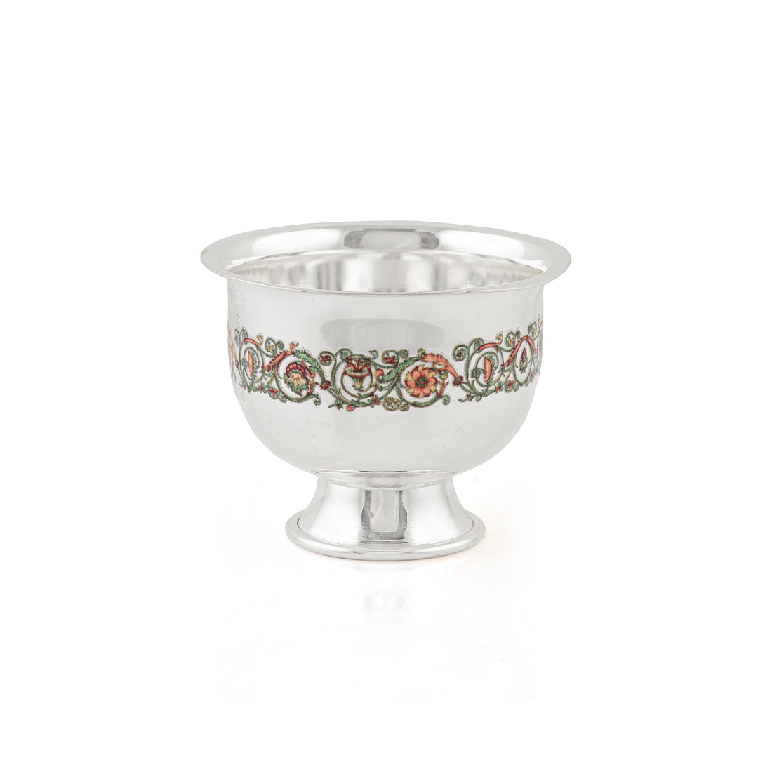 Pure Silver Prasadam Bowl with Enamel Paint