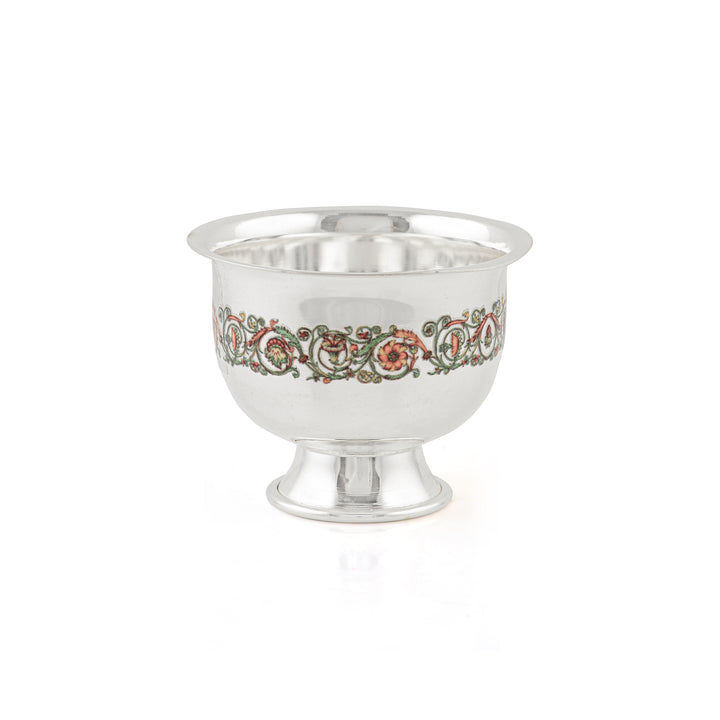 Pure Silver Prasadam Bowl with Enamel Paint
