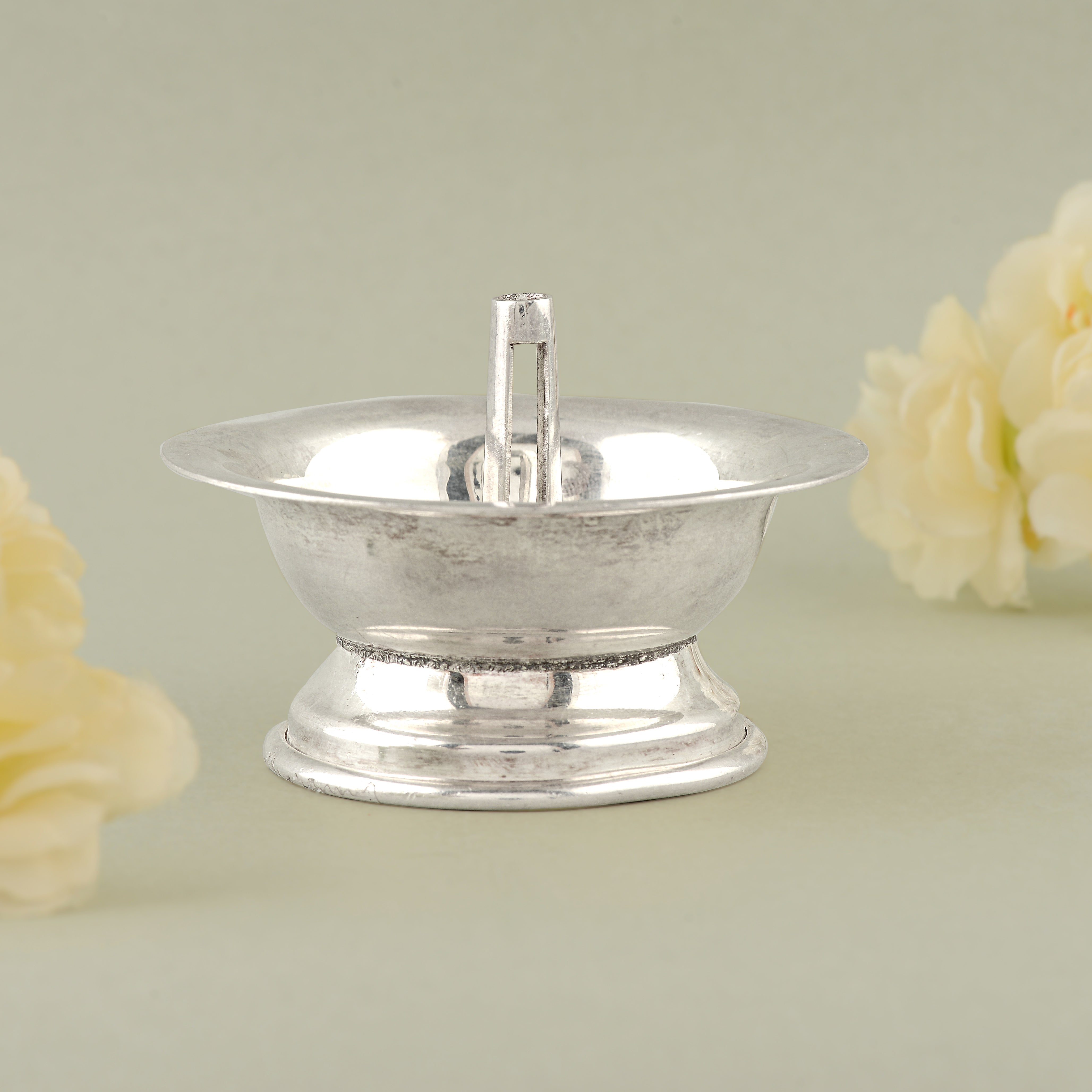 Pure Silver Small Deepam - Single Piece (Wick Holder Style)