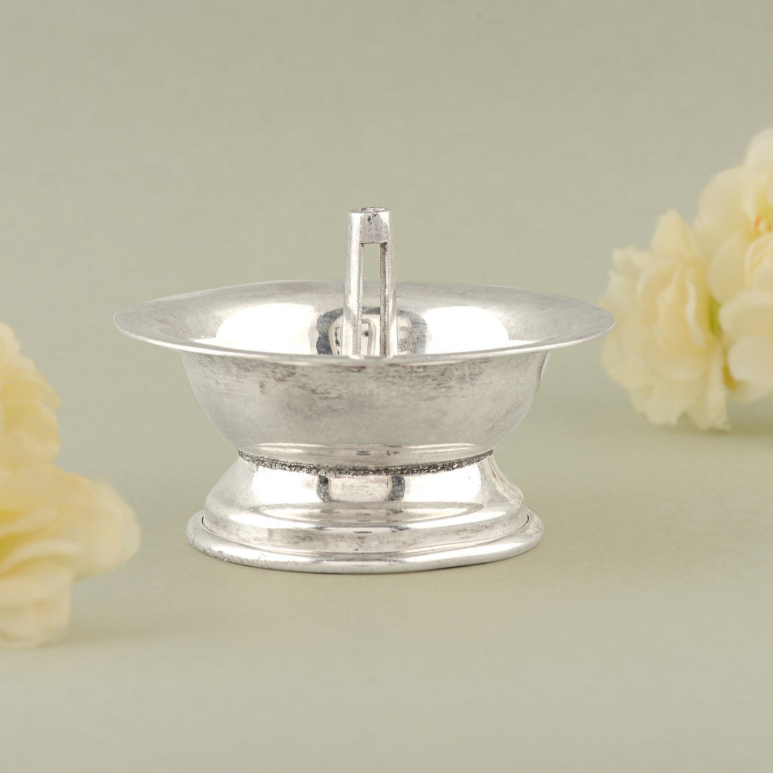 Pure Silver Small Deepam - Single Piece (Wick Holder Style)