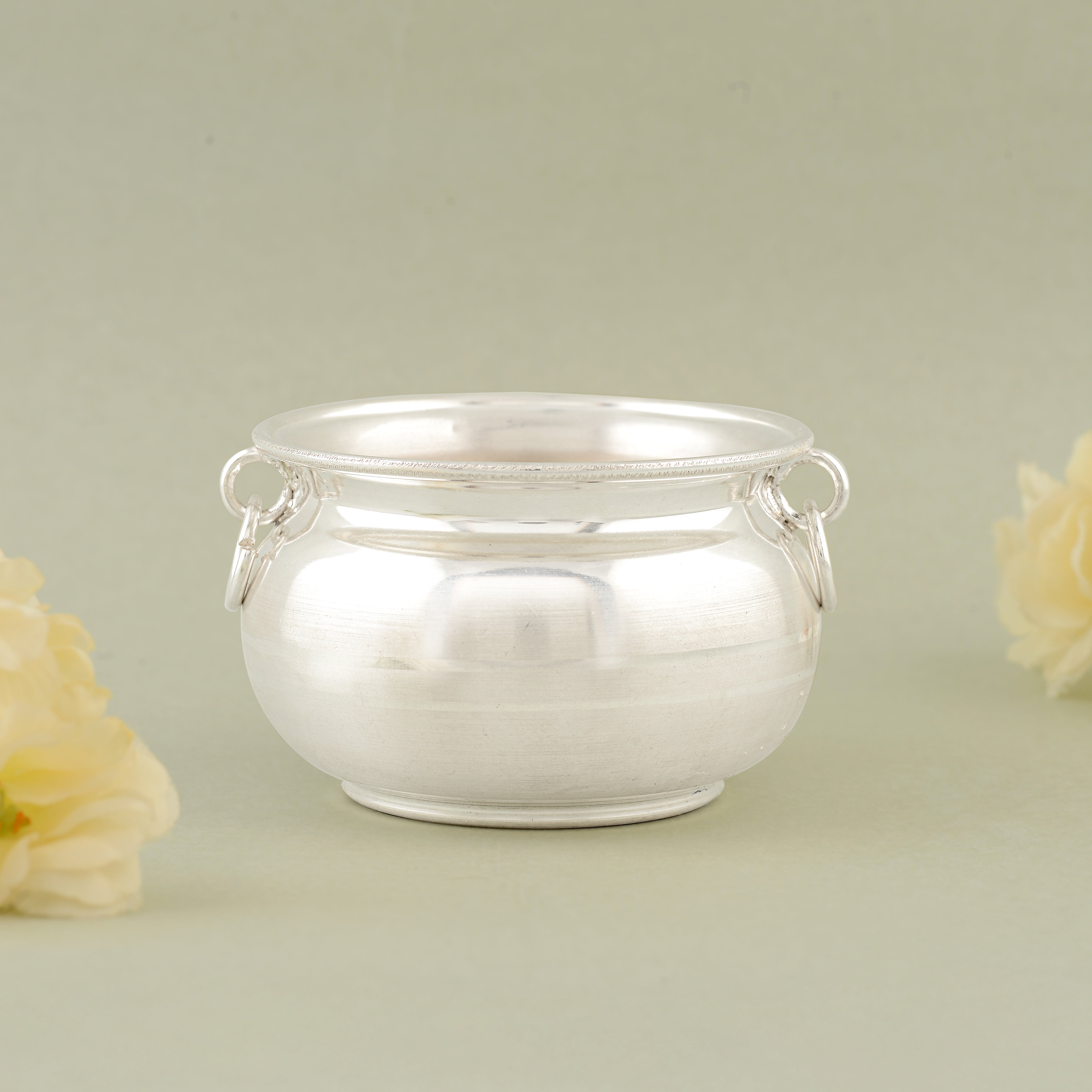 Pure Silver Plain Bowl / Gangalam with Handle Loops