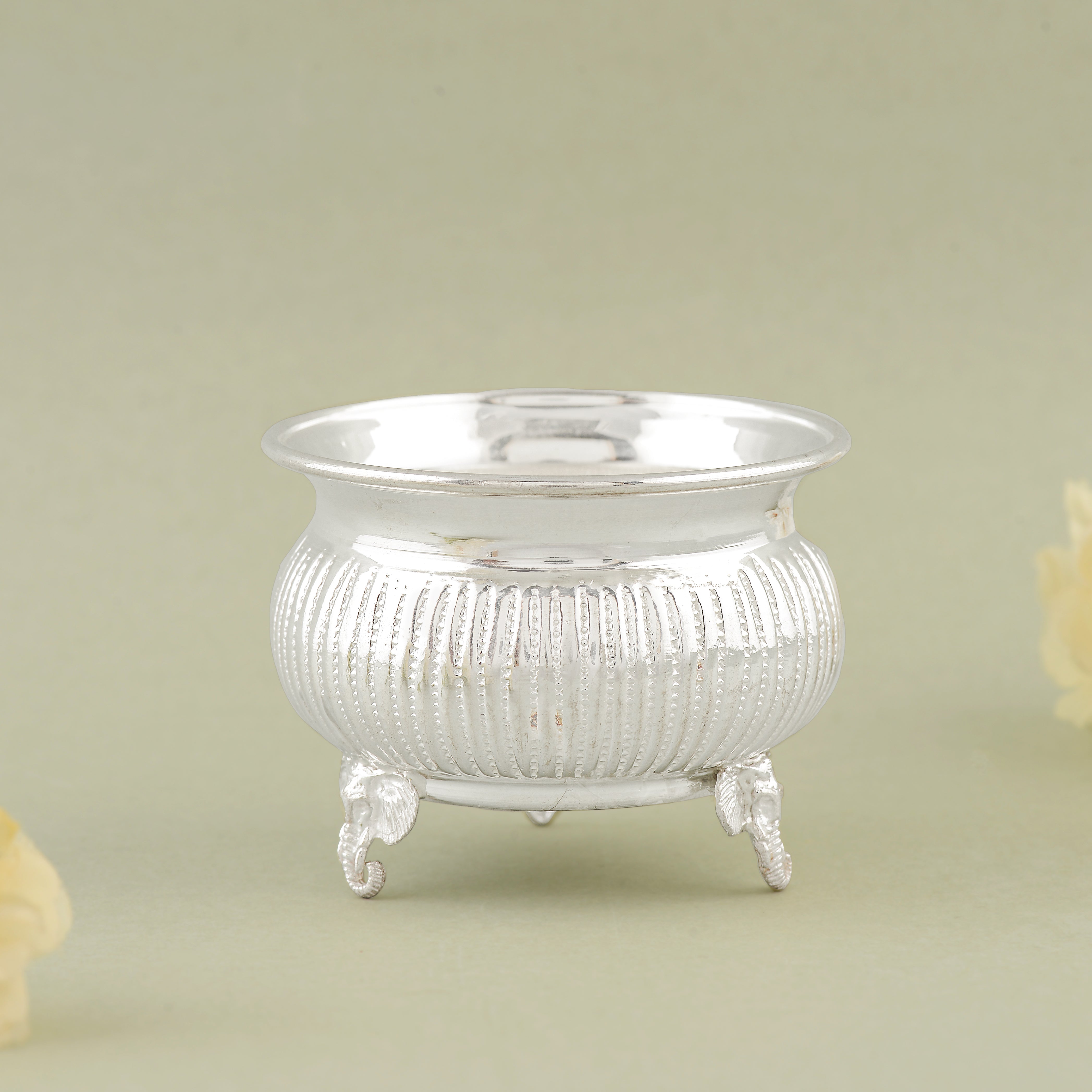 Silver Swan Leg Bowl - Single Piece - Traditional Pooja Decor