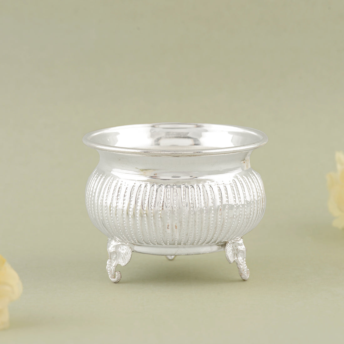 Silver Swan Leg Bowl - Single Piece - Traditional Pooja Decor