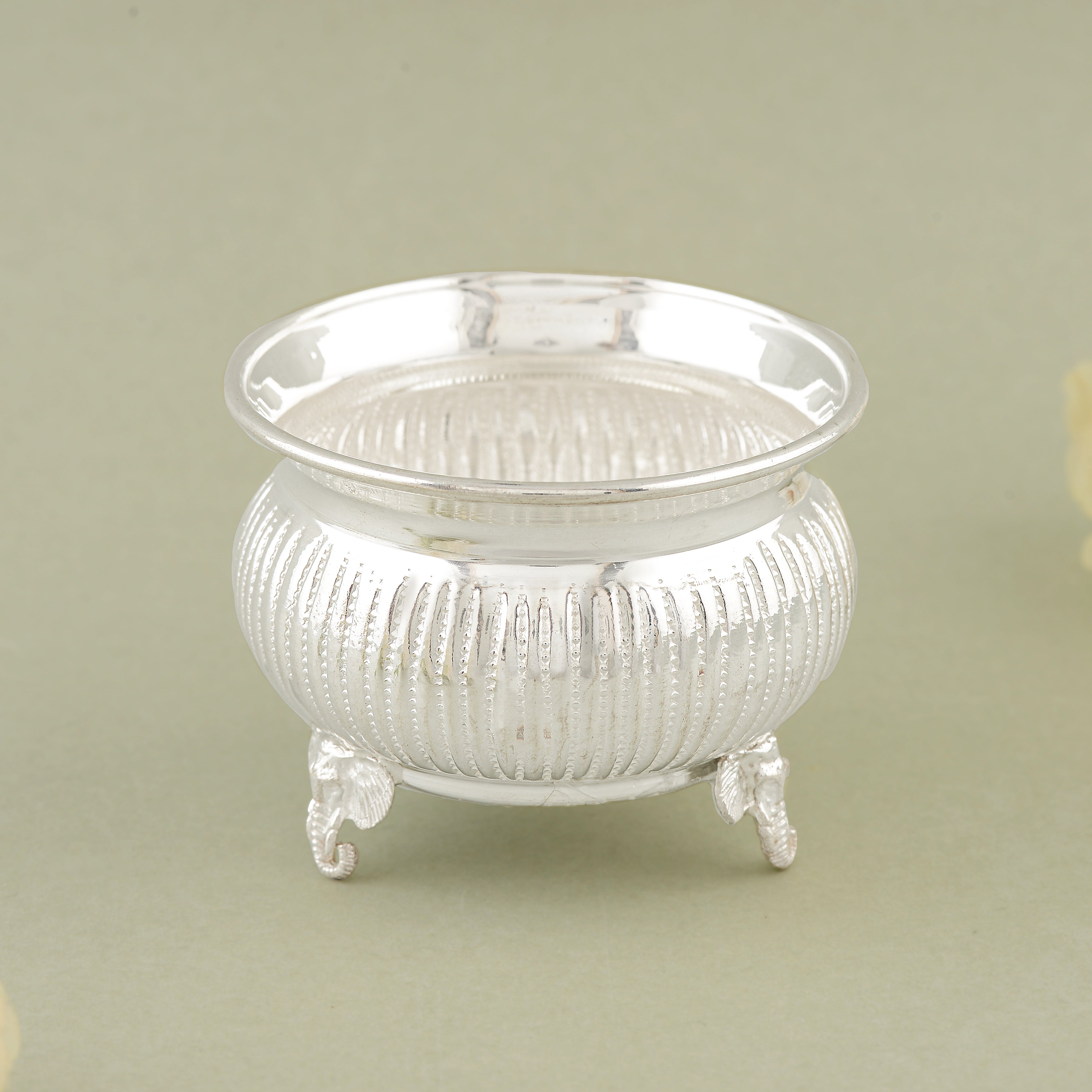 Silver Swan Leg Bowl - Single Piece - Traditional Pooja Decor