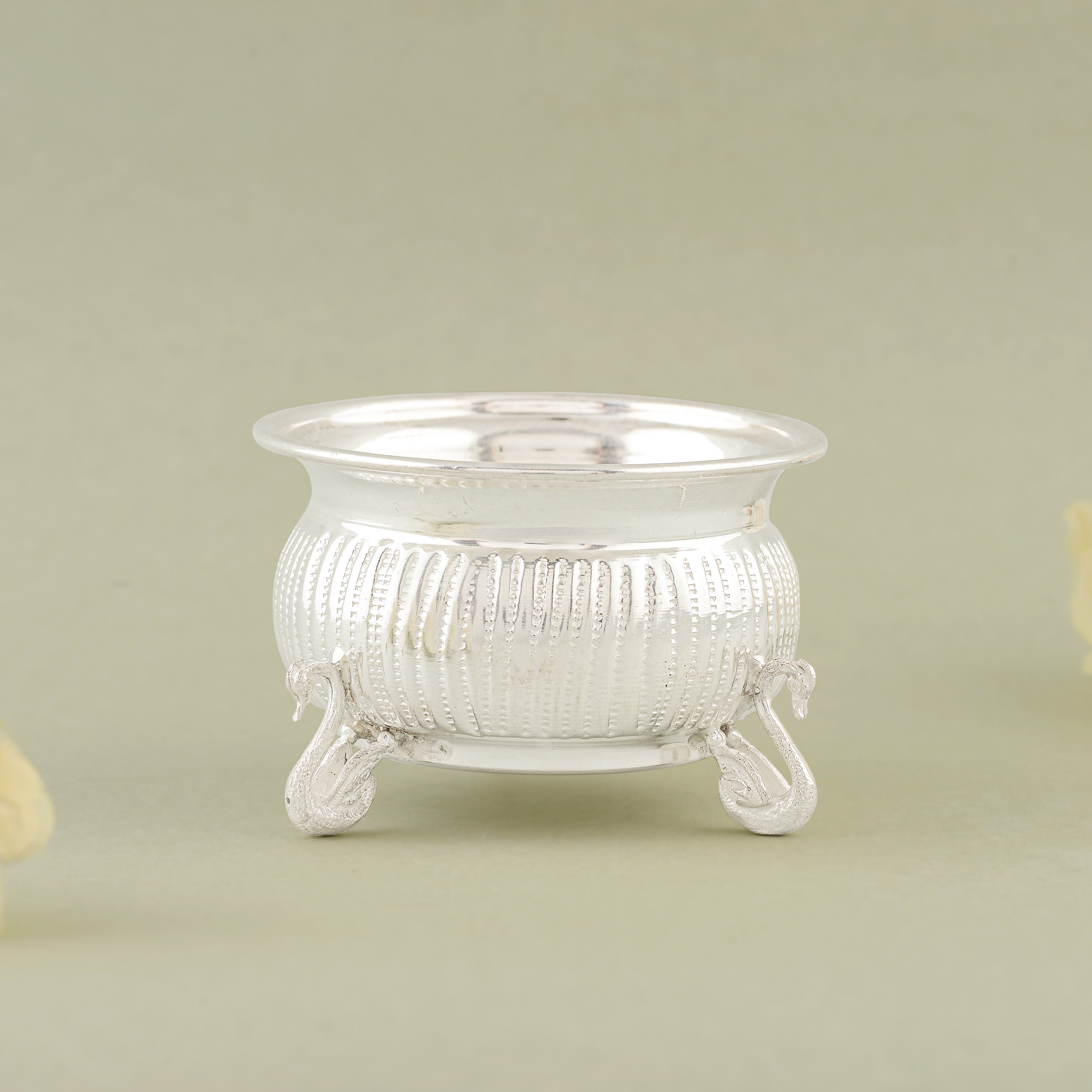 Pure Silver Elephant Leg Bowl - Single Piece