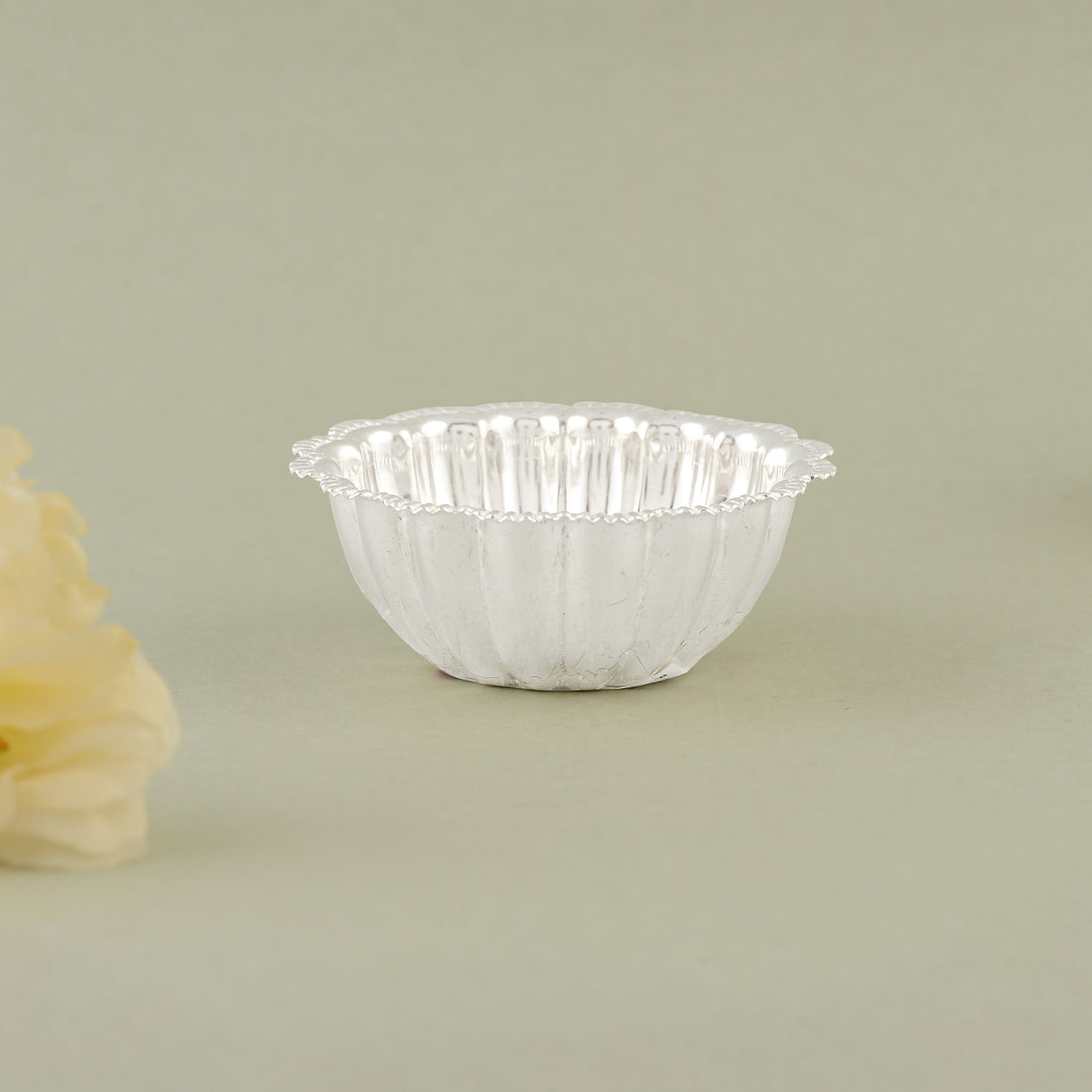 Pure Silver Fluted Design Pooja Bowl