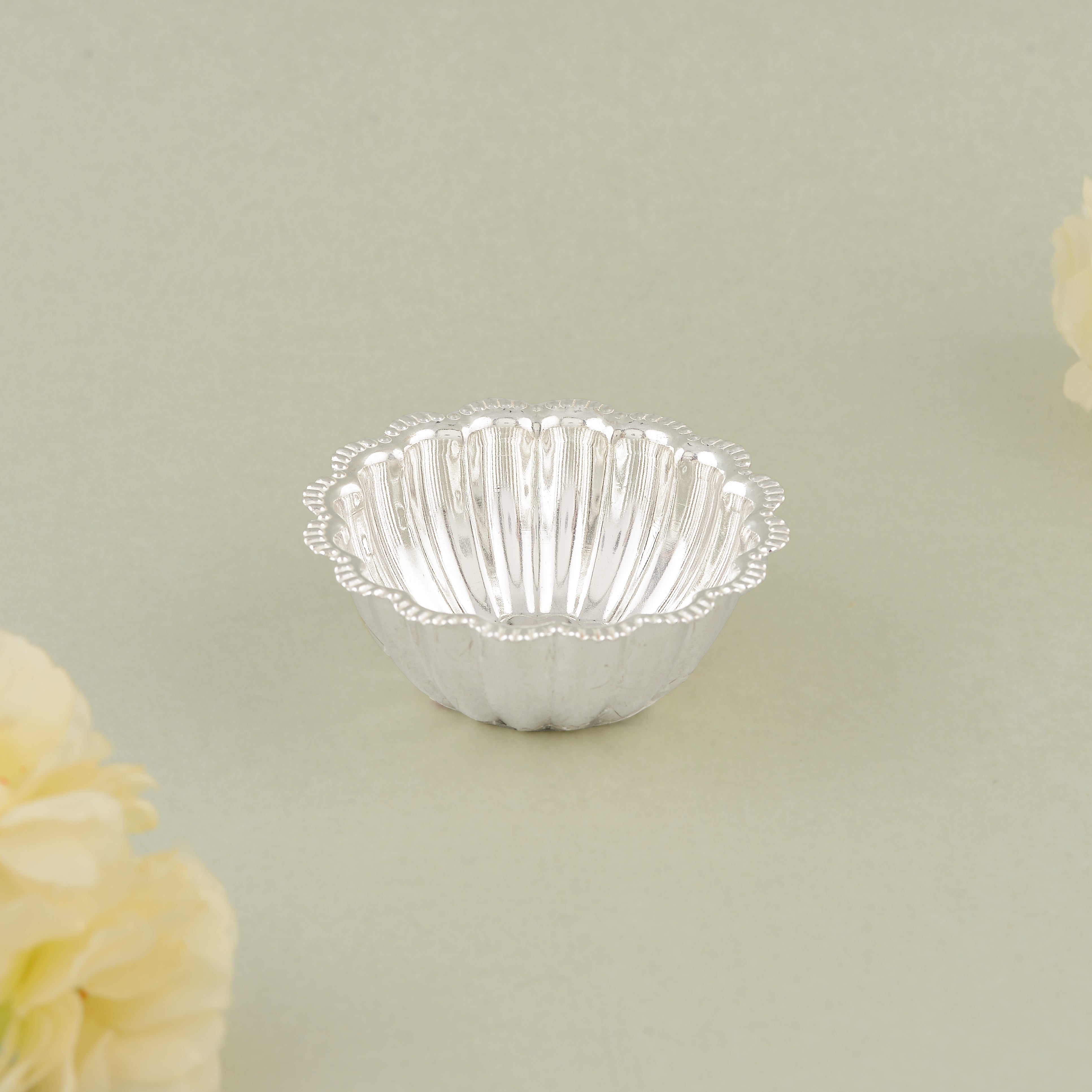 Pure Silver Fluted Design Pooja Bowl