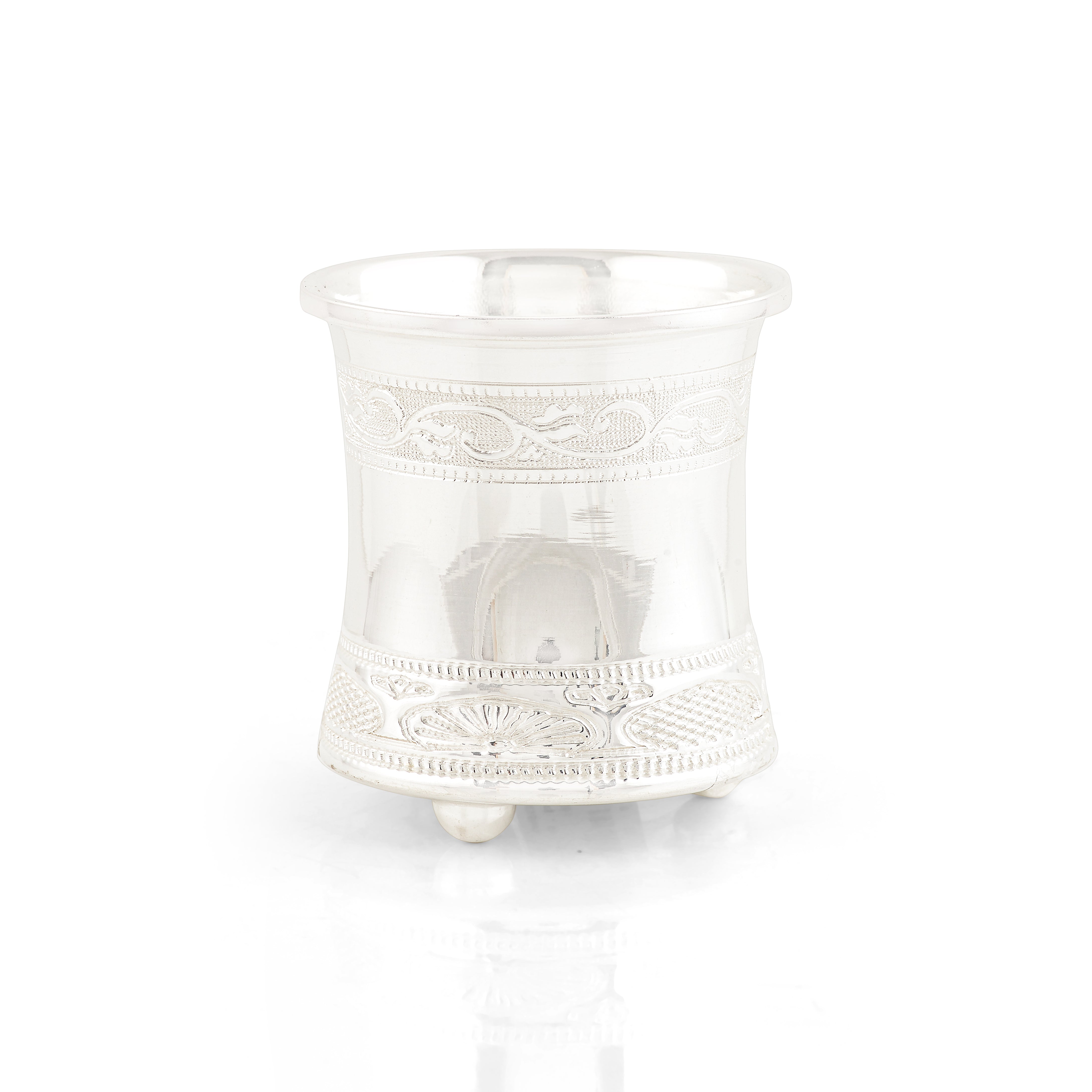 Embossed Leaf Motif Panchapatra in 92.5 Silver