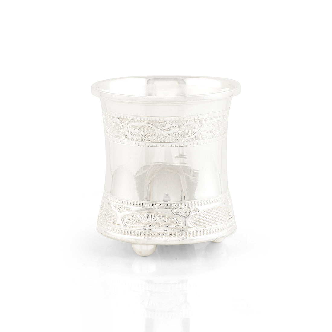 Embossed Leaf Motif Panchapatra in 92.5 Silver