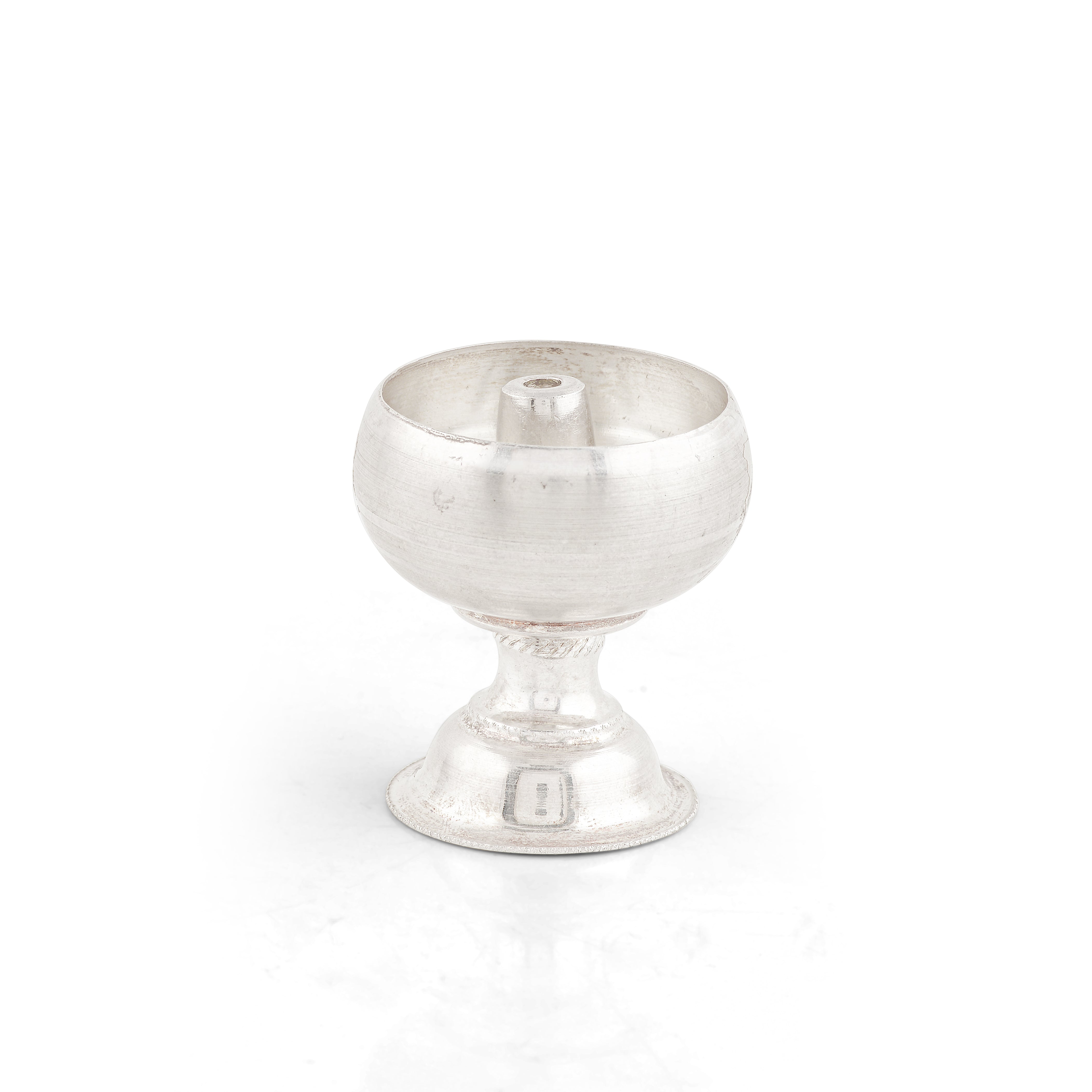 Pure Silver Plain Diya Stand Pair of Traditional Pooja Lamps