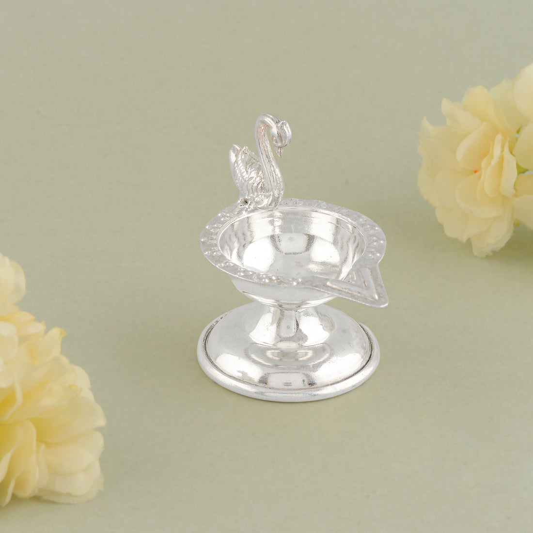 92.5 Pure Silver Plain Deepam Stands - Pair