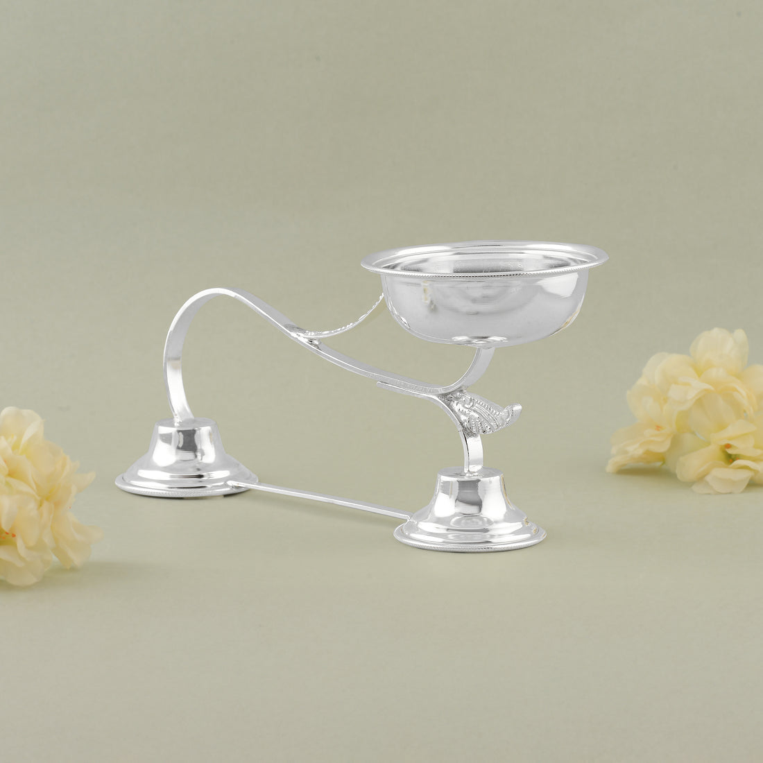 Pure Silver Aarti Stand / Pooja Lamp with Handle