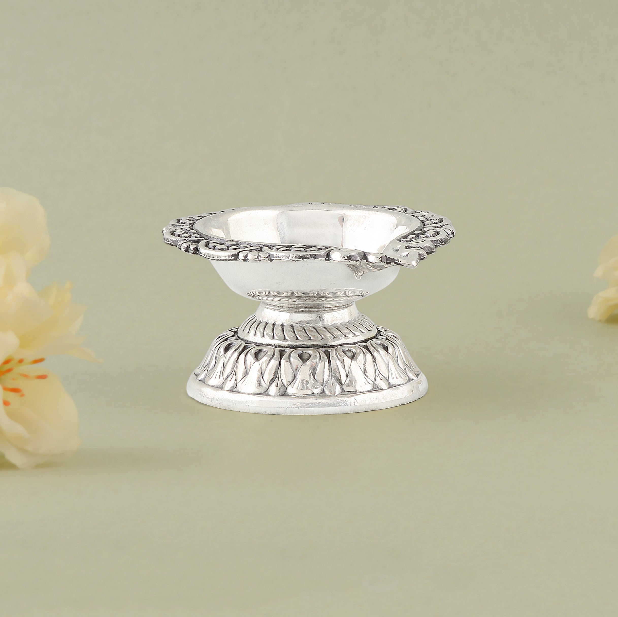 Pure Silver Antique Deepam Stand Pair