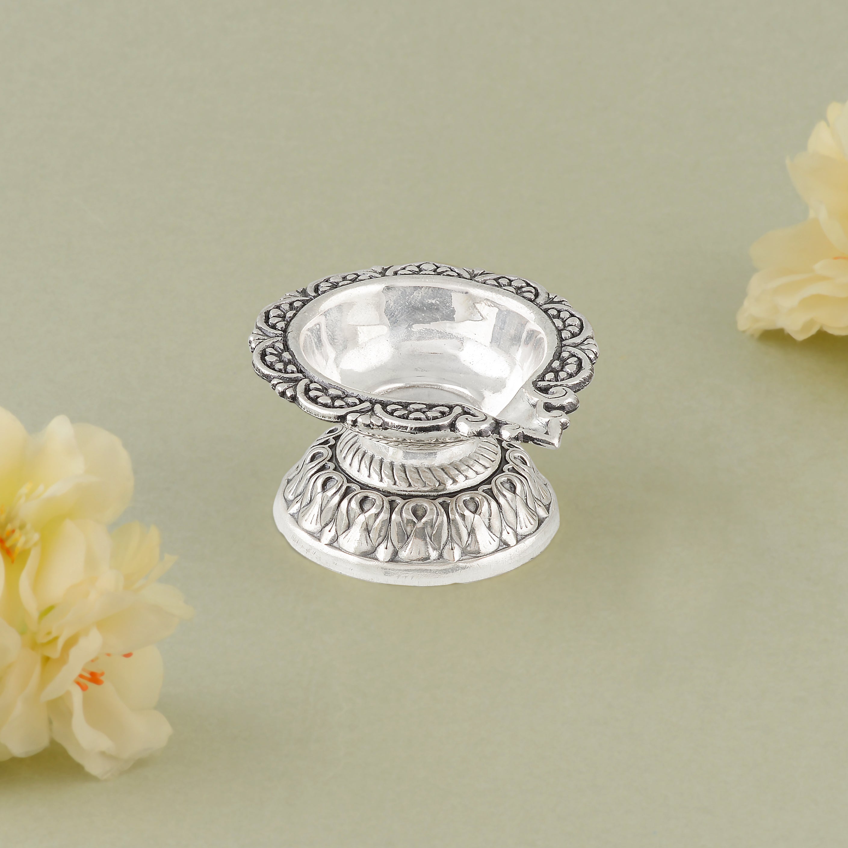 Pure Silver Antique Deepam Stand Pair