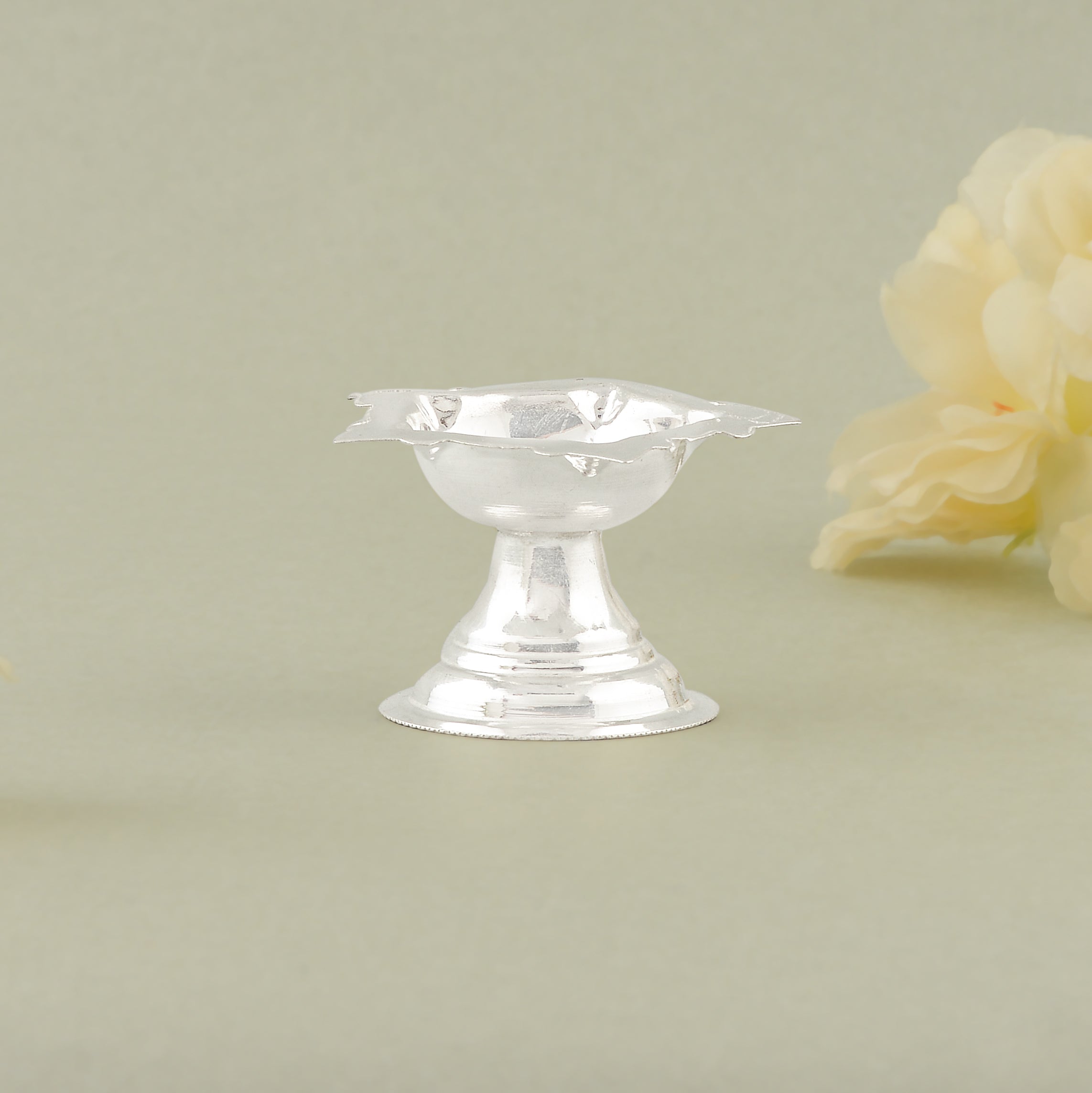 Pure Silver Plain Deepam Stands Pair