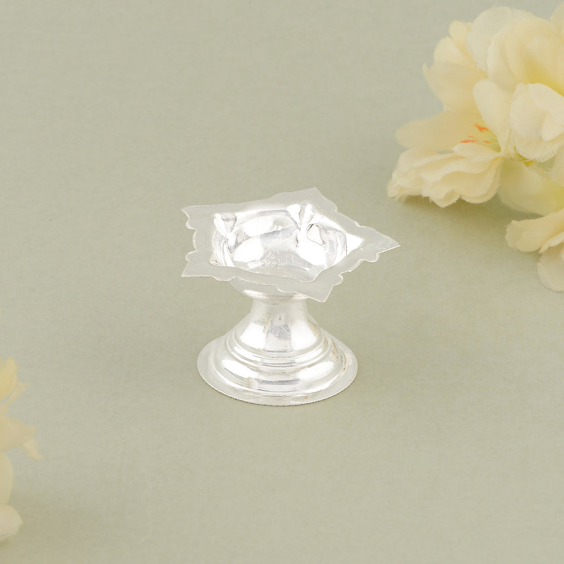 Pure Silver Plain Deepam Stands Pair