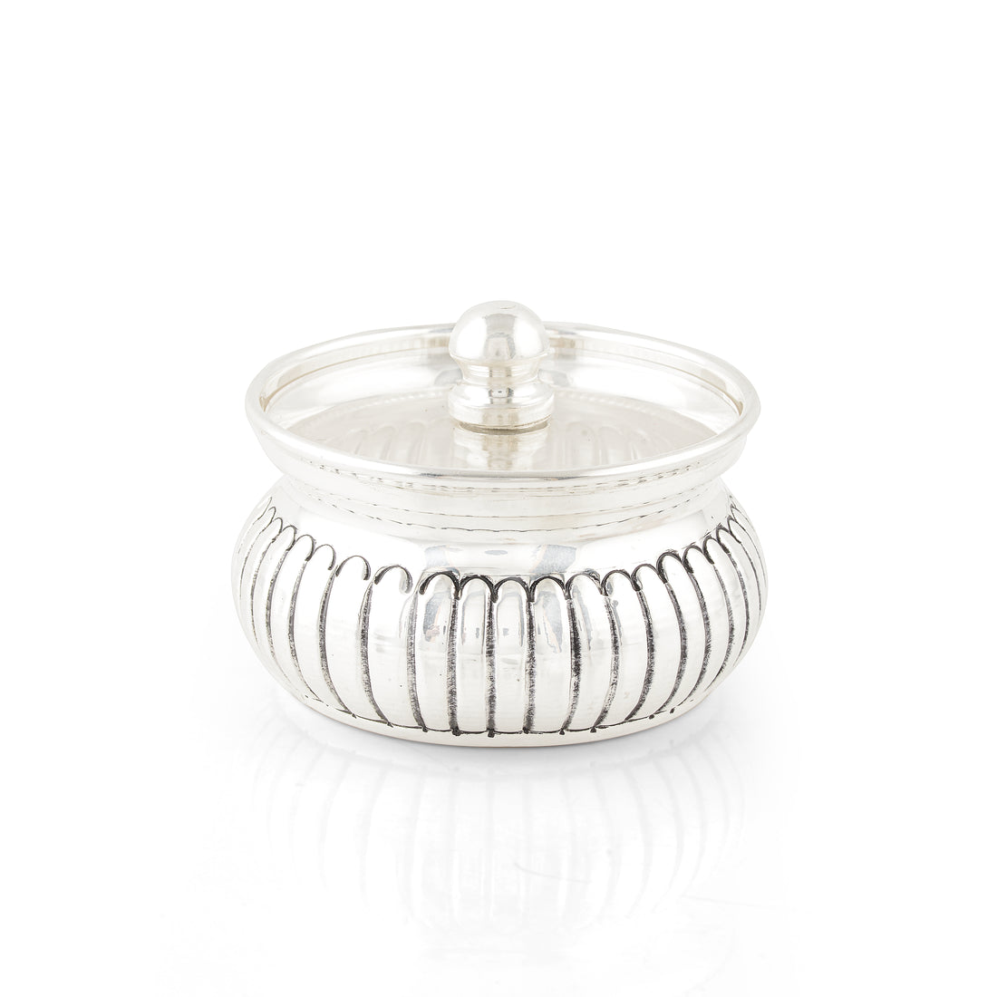 92.5 Pure Silver Lidded Pooja Pot / Prasadam Container