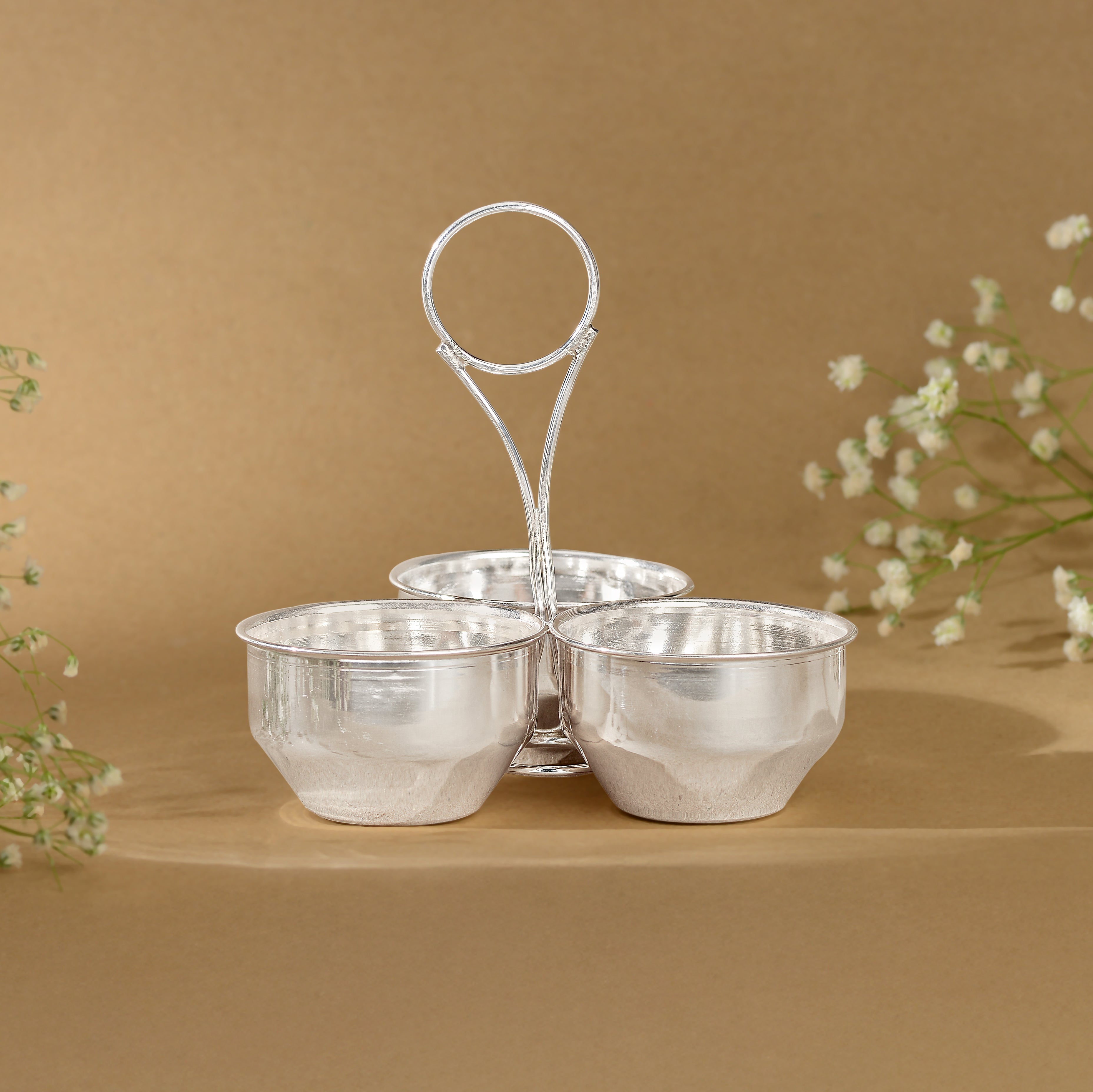 92.5 Pure Silver Three-Bowl Panchapali