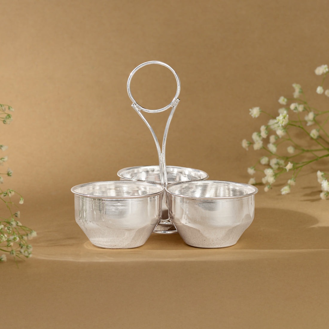 92.5 Pure Silver Three-Bowl Panchapali