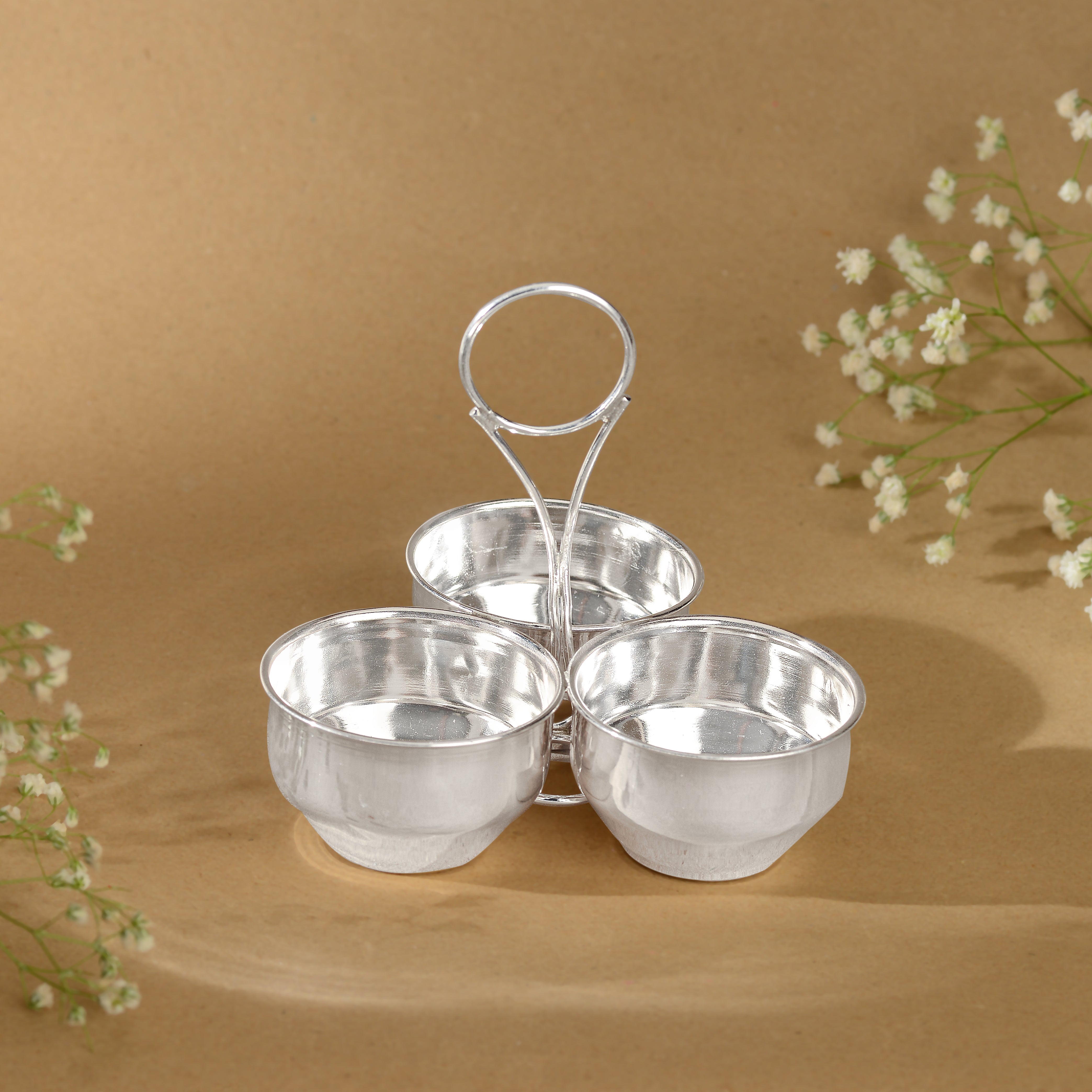92.5 Pure Silver Three-Bowl Panchapali