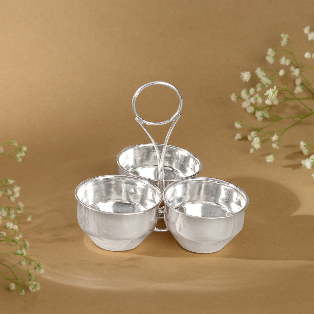 92.5 Pure Silver Three-Bowl Panchapali