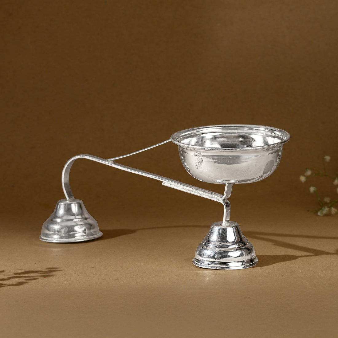 Pure Silver Aarti Stand / Pooja Lamp with Handle