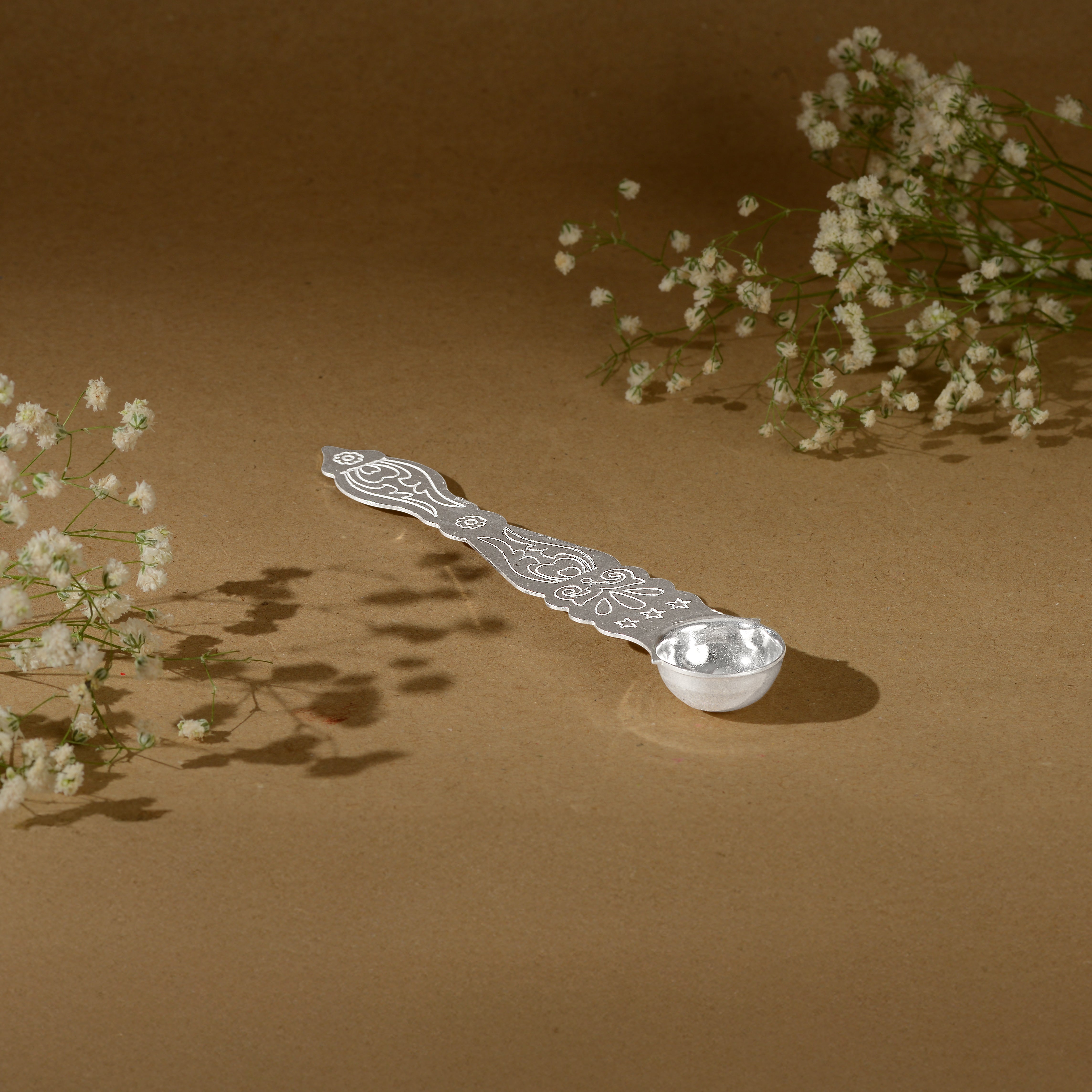92.5 Pure Silver Udharni - Traditional Pooja Spoon for Rituals