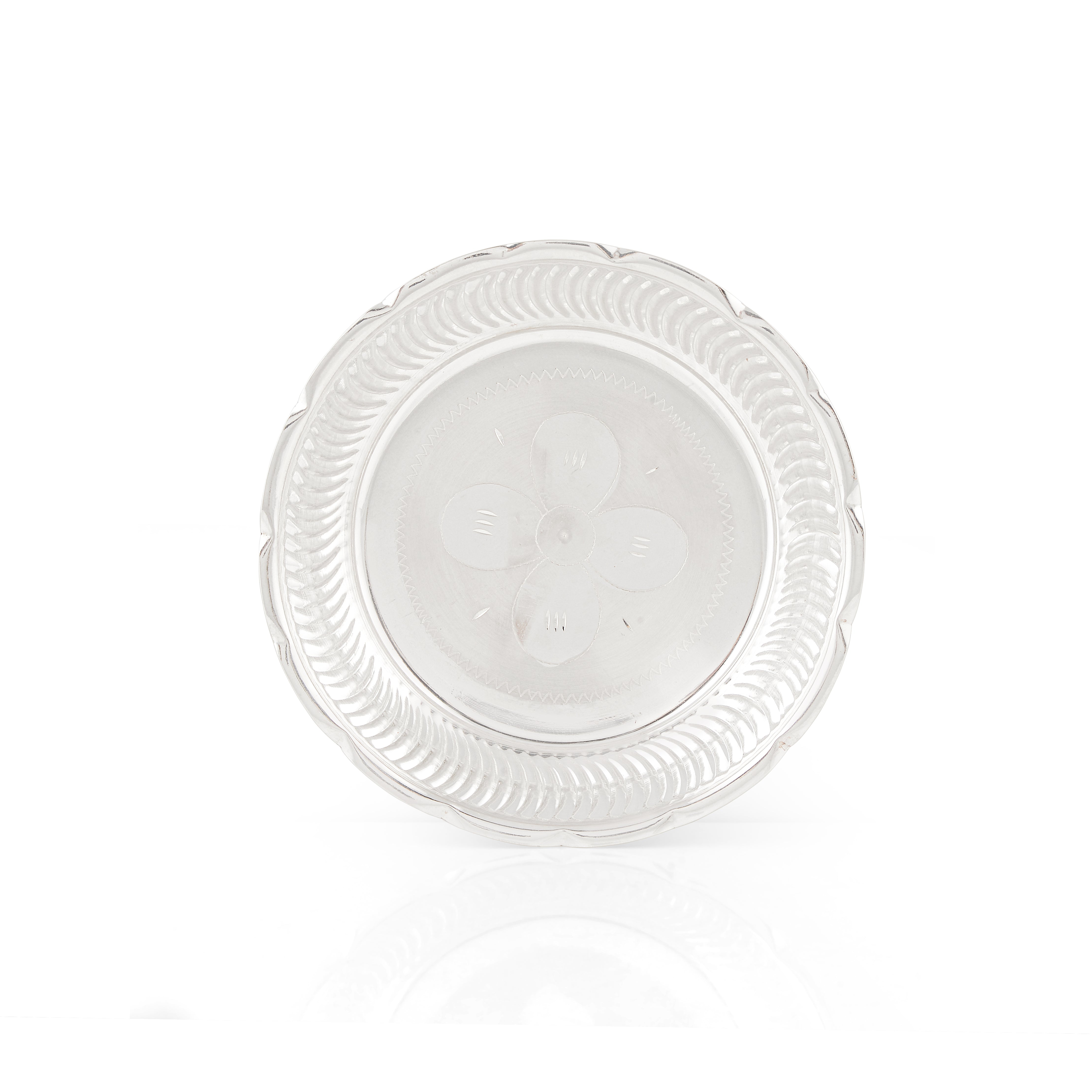 92.5 Pure Silver Pooja Plate  - Traditional Single Piece
