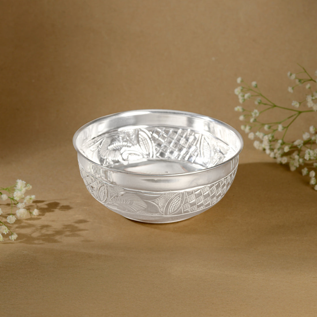 92.5 Pure Silver Designed Pooja / Prasadam Bowl