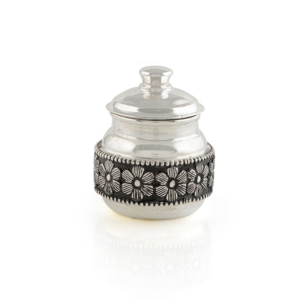 Silver Kumkum Barni in Antique Finish - Krishna Jewellers Pearls and Gems