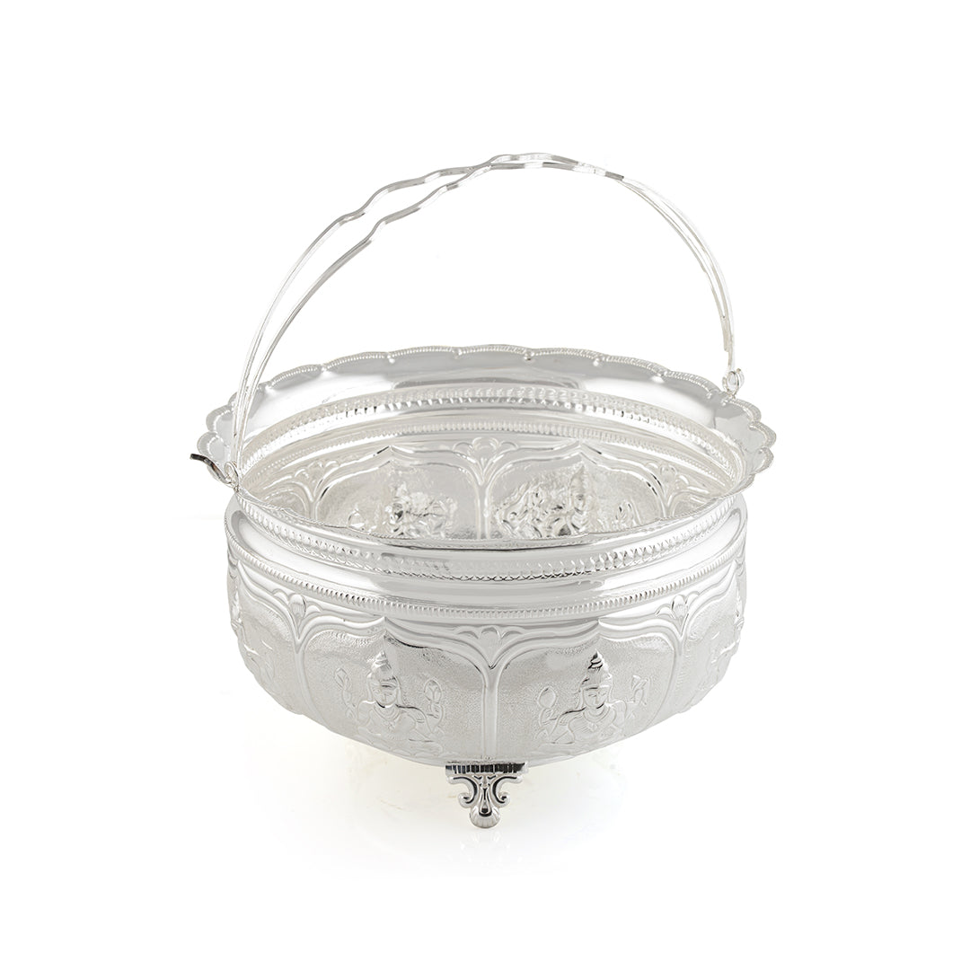 Silver Flower Bowl for Pooja - Krishna Jewellers Pearls and Gems