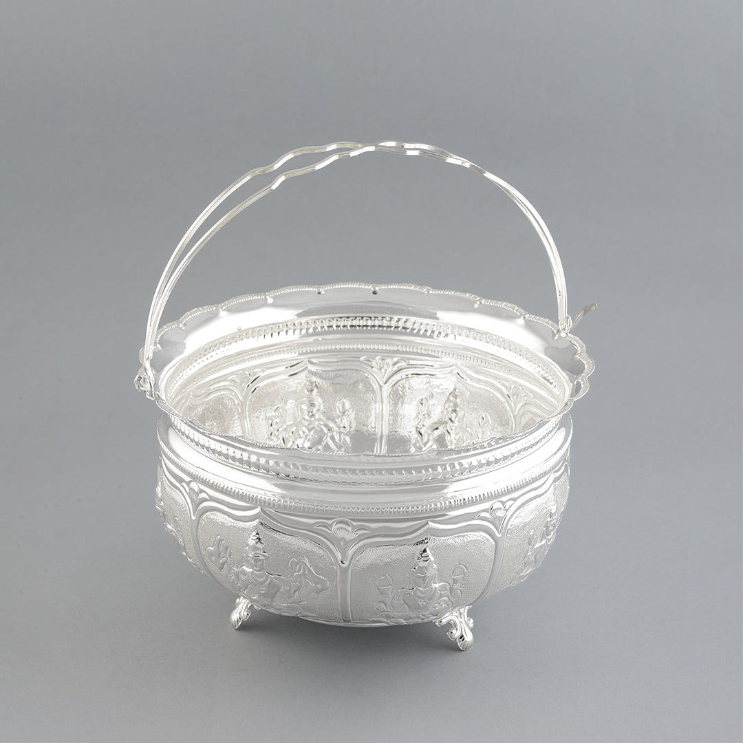 Silver Flower Bowl for Pooja - Krishna Jewellers Pearls and Gems