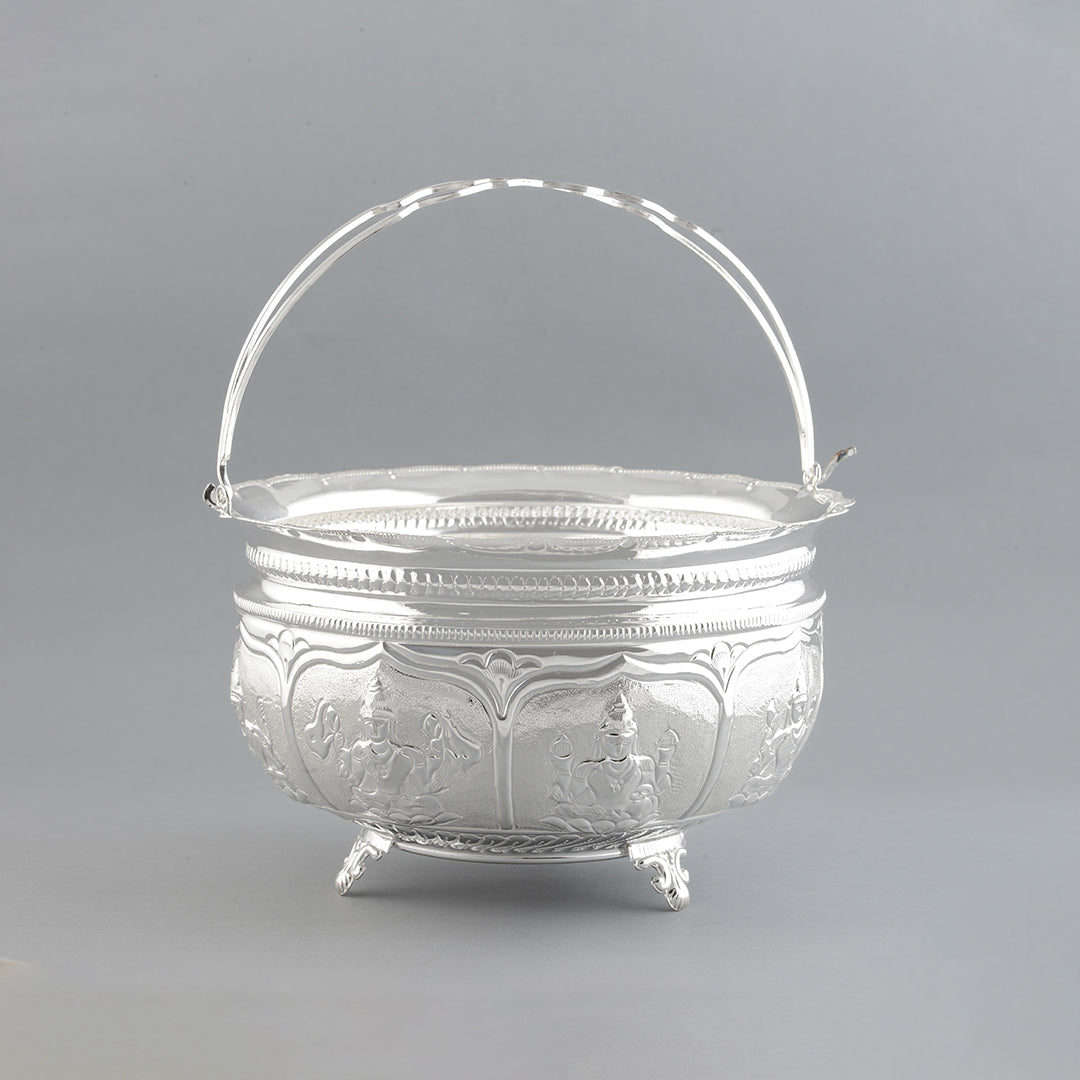 Silver Flower Bowl for Pooja - Krishna Jewellers Pearls and Gems