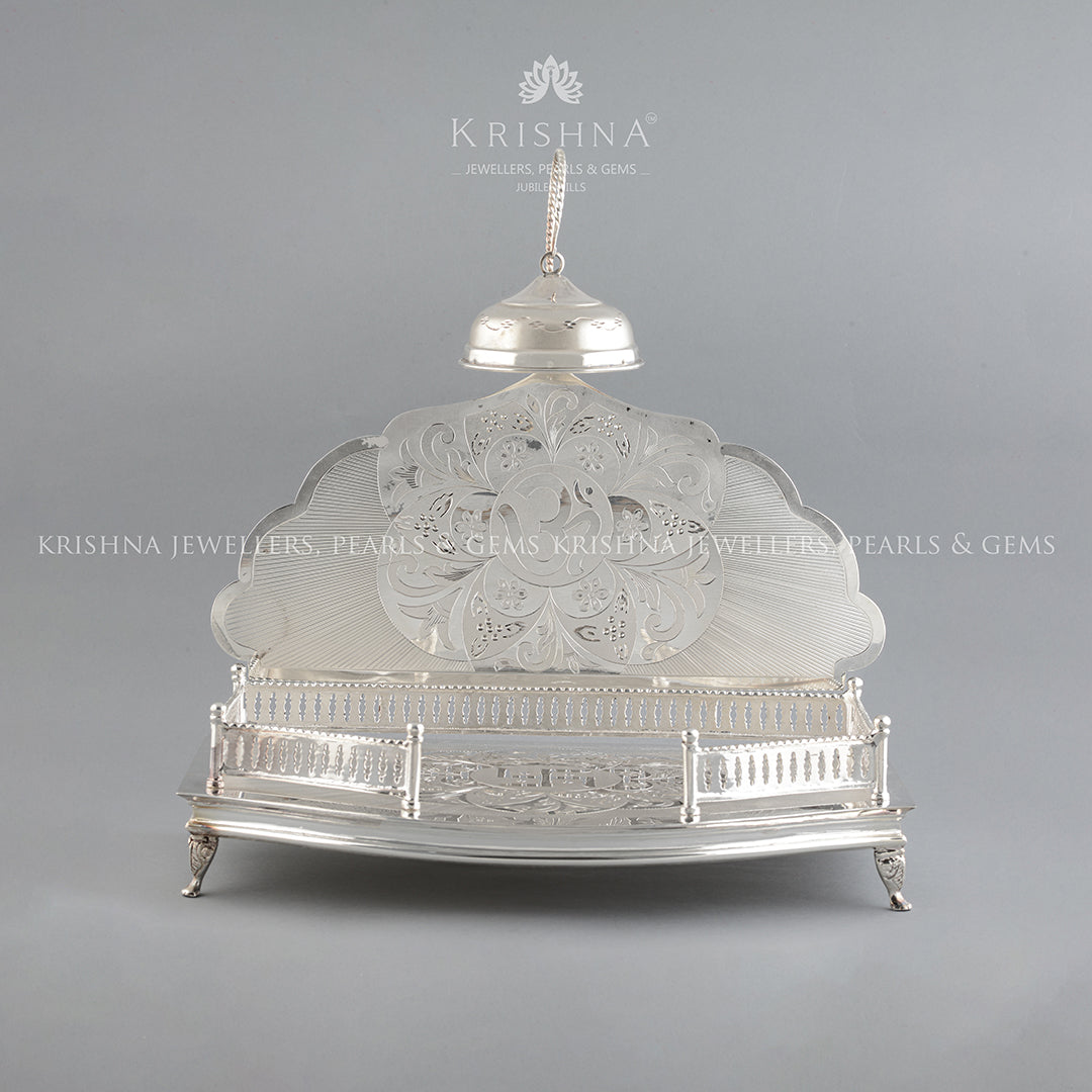 Divine Silver Simhasanam For God - Krishna Jewellers Pearls and Gems