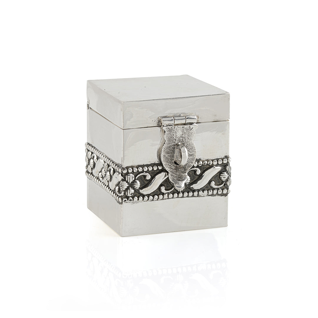 Divine Silver Box For Pooja with Antique Work - Krishna Jewellers Pearls and Gems
