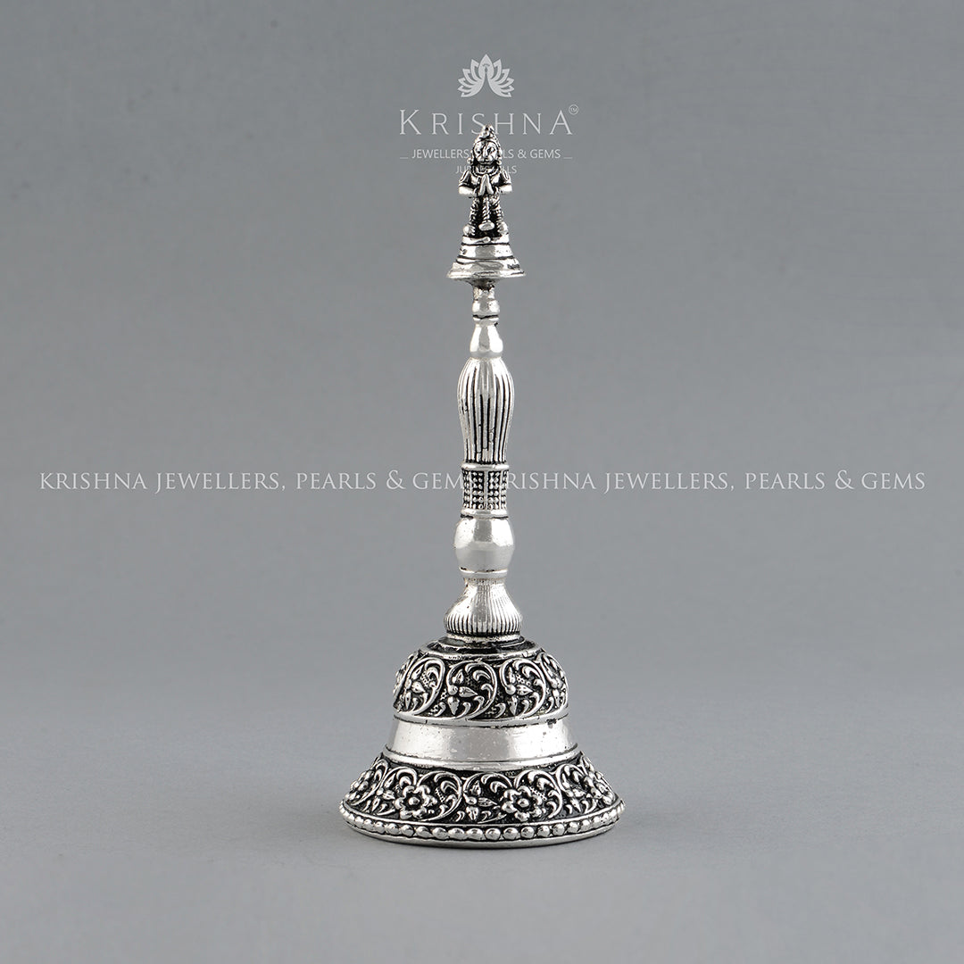 Anitque Silver Pooja Bell With Hanuman - Krishna Jewellers Pearls and Gems
