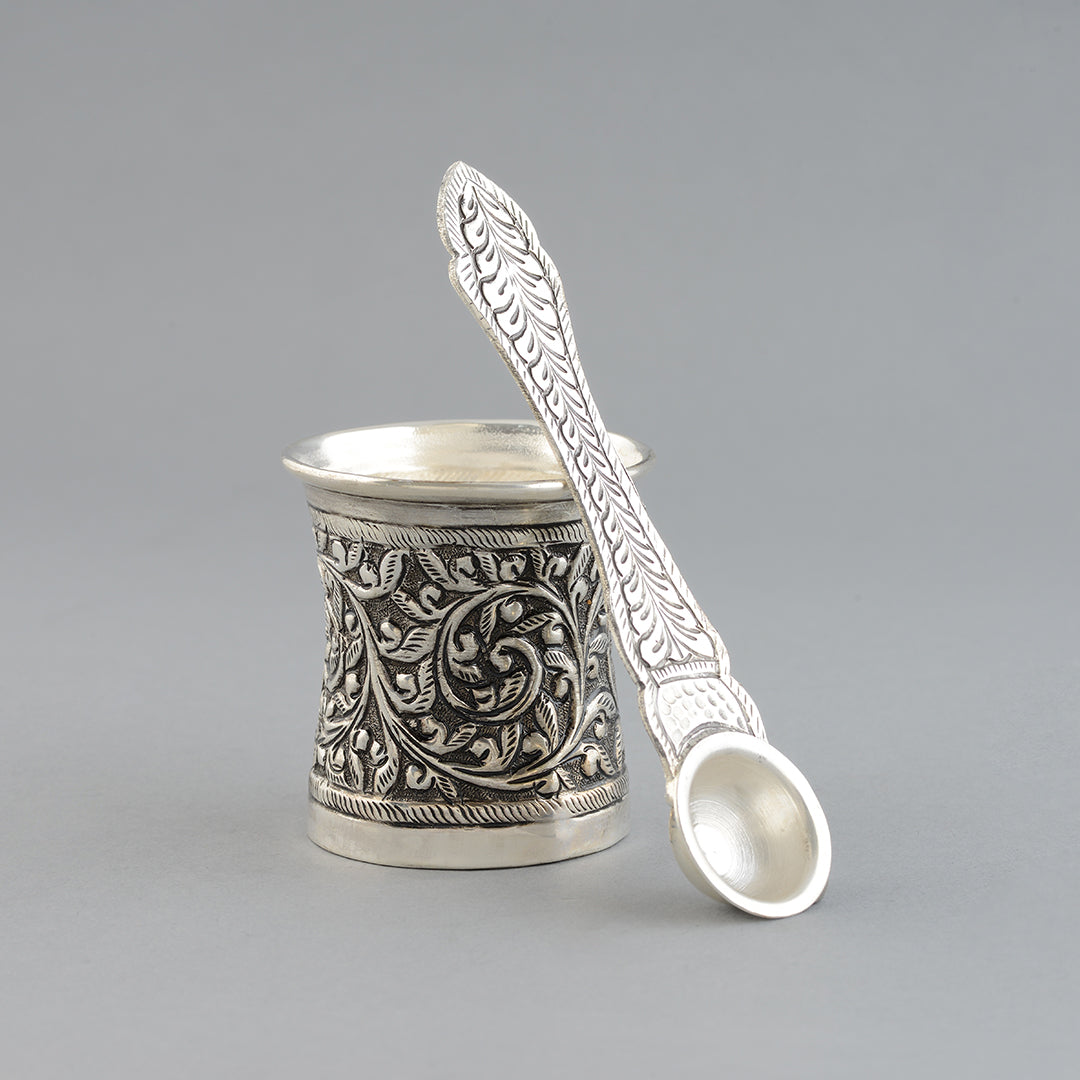 Divine Panchapatra Set in Silver - Krishna Jewellers Pearls and Gems