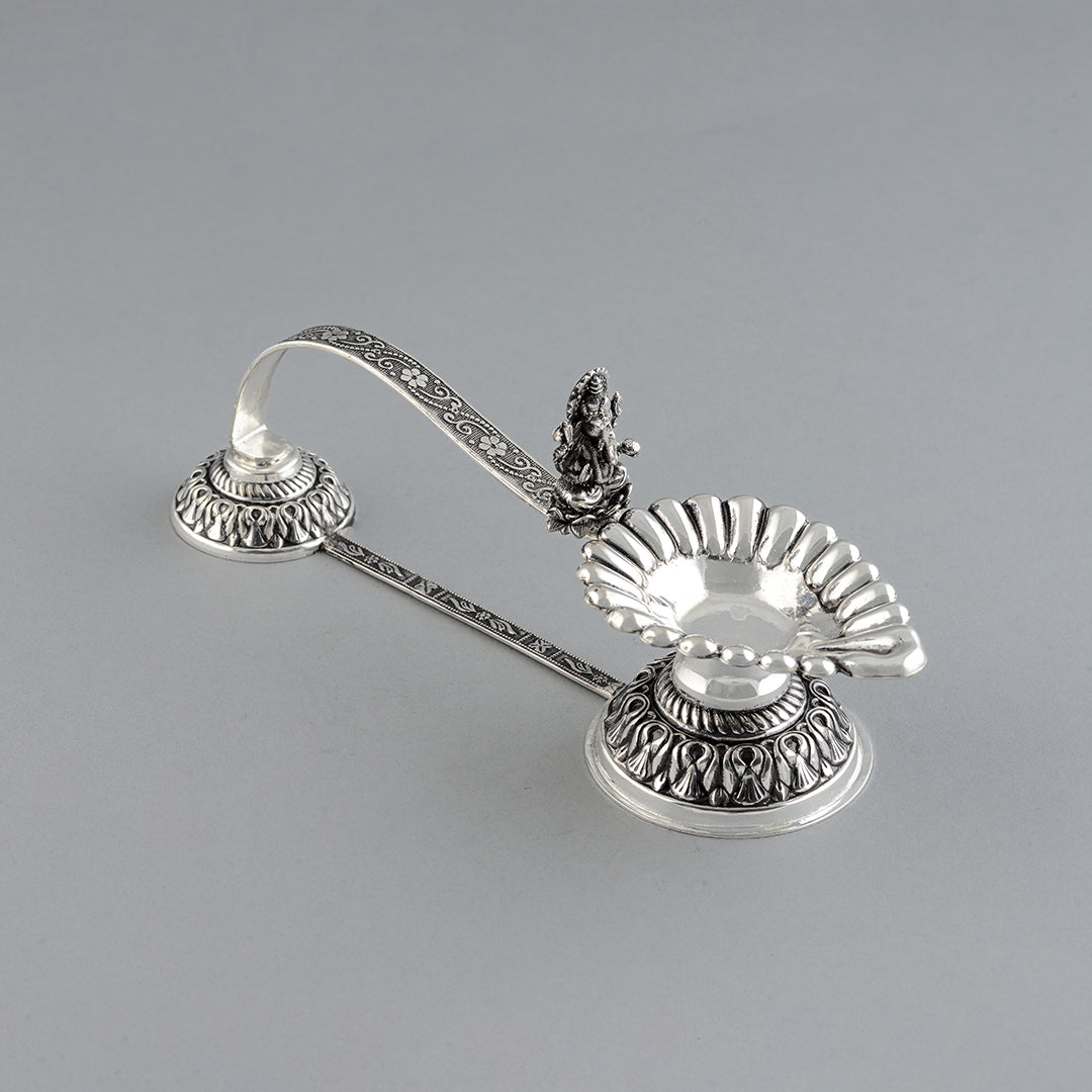 Divine Silver Aarti Diya With Ganesh Murti - Krishna Jewellers Pearls and Gems