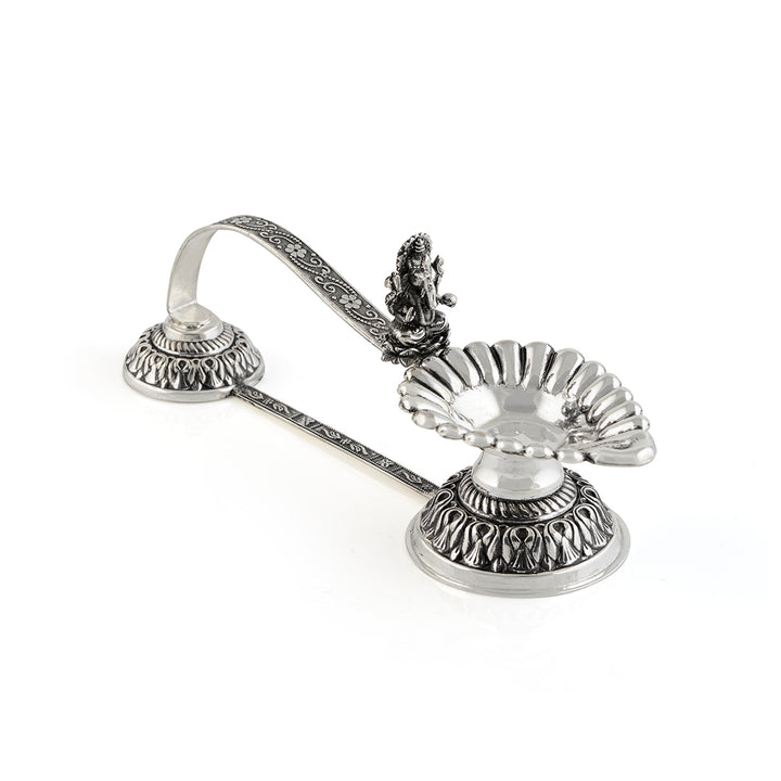 Divine Silver Aarti Diya With Ganesh Murti - Krishna Jewellers Pearls and Gems