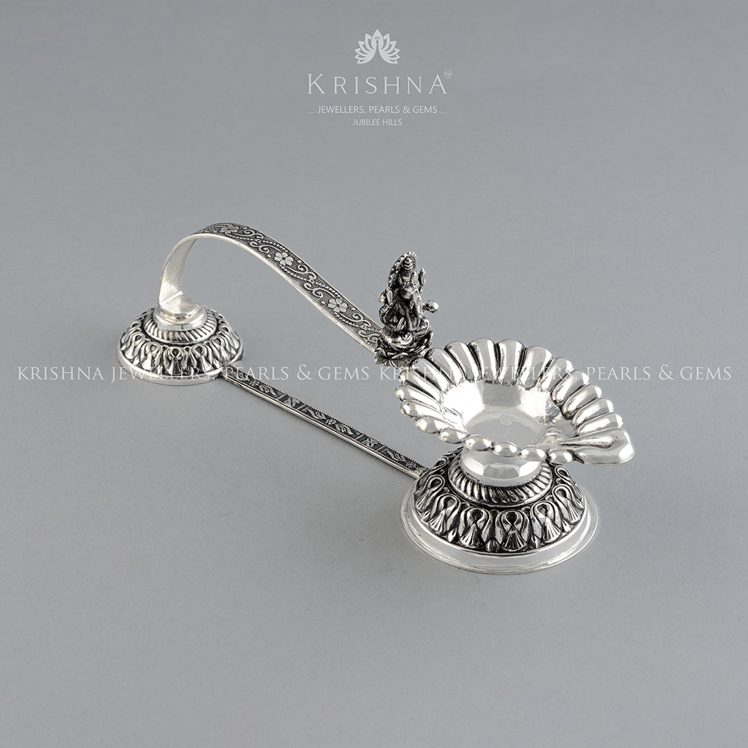 Divine Silver Aarti Diya With Ganesh Murti - Krishna Jewellers Pearls and Gems
