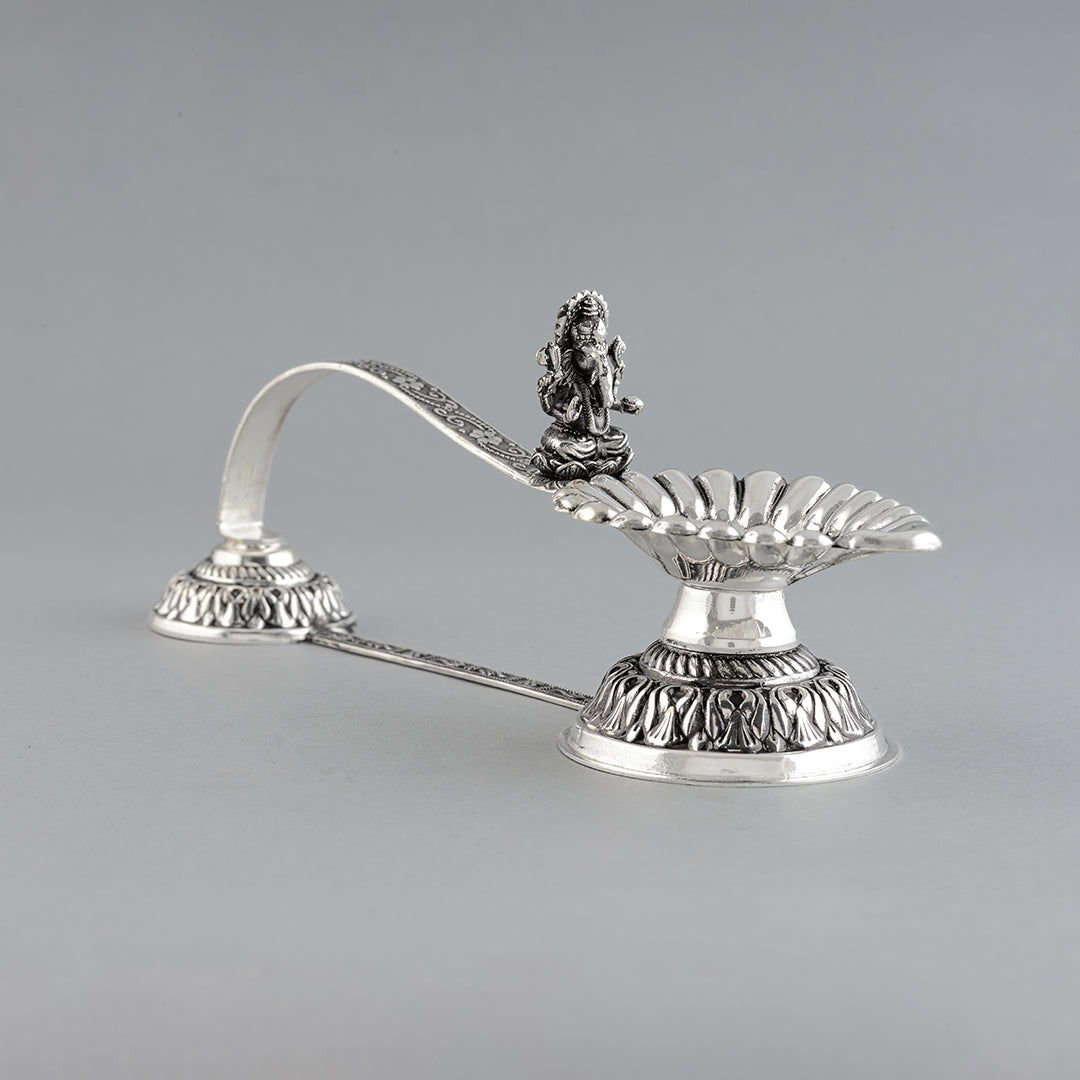Divine Silver Aarti Diya With Ganesh Murti - Krishna Jewellers Pearls and Gems