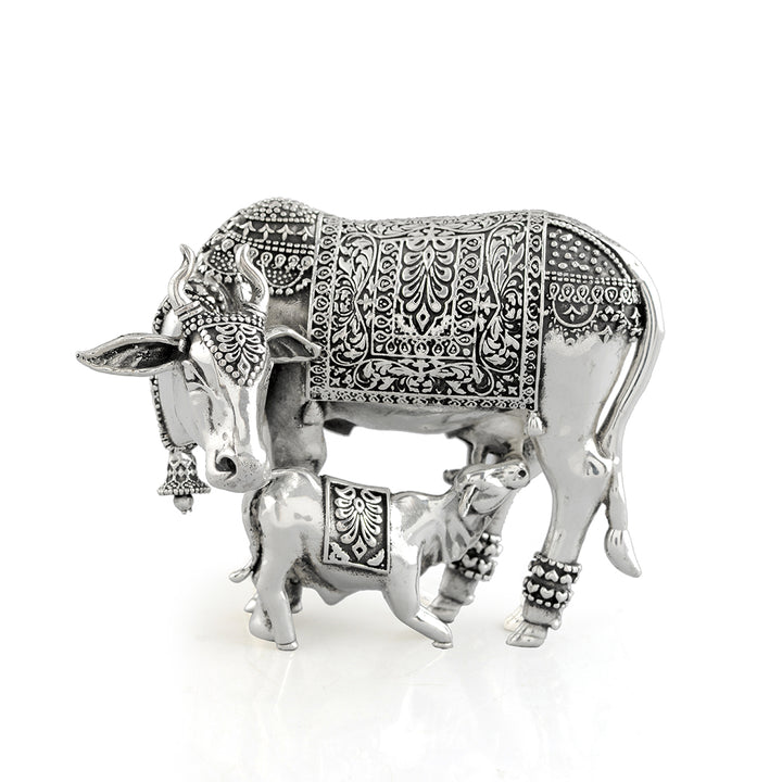 92.5 Pure Silver Kamdhenu Cow Idol Handcrafted