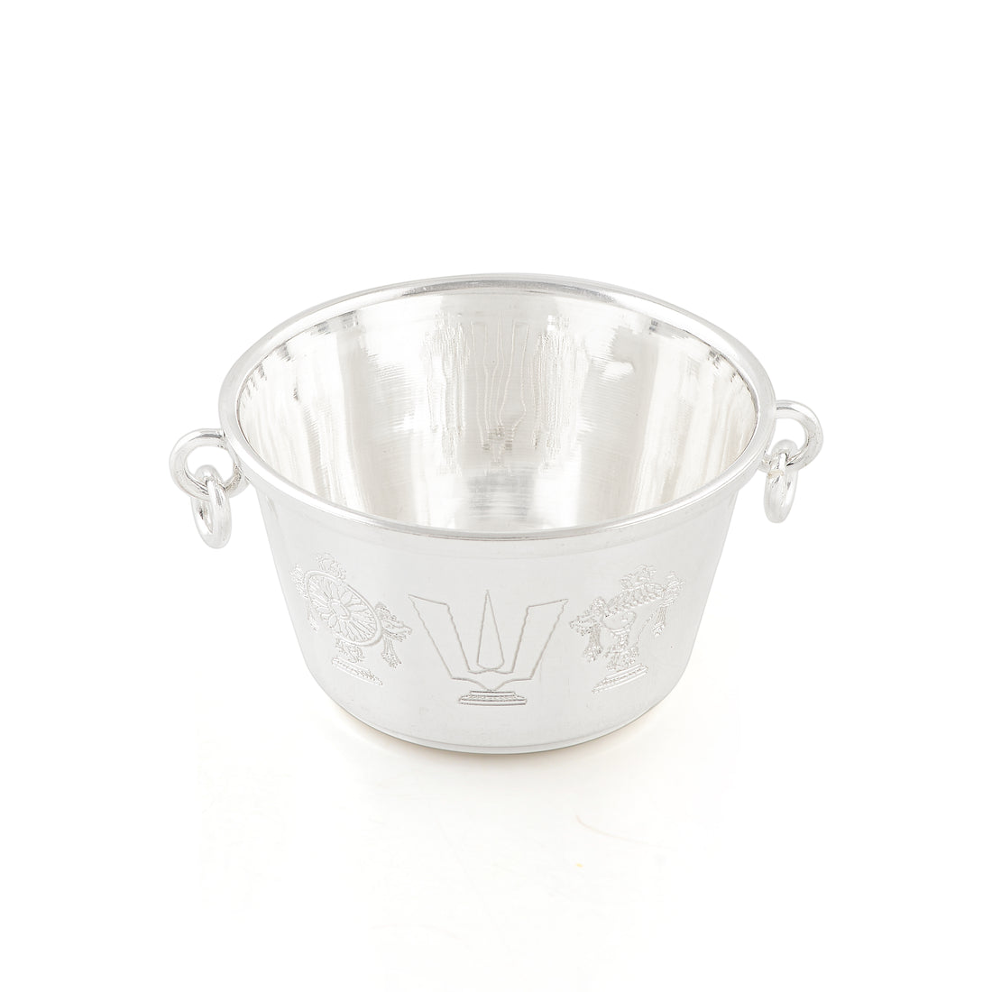 Silver Prasadam Bowl / Gangalam with Shanku, Chakra, Nama